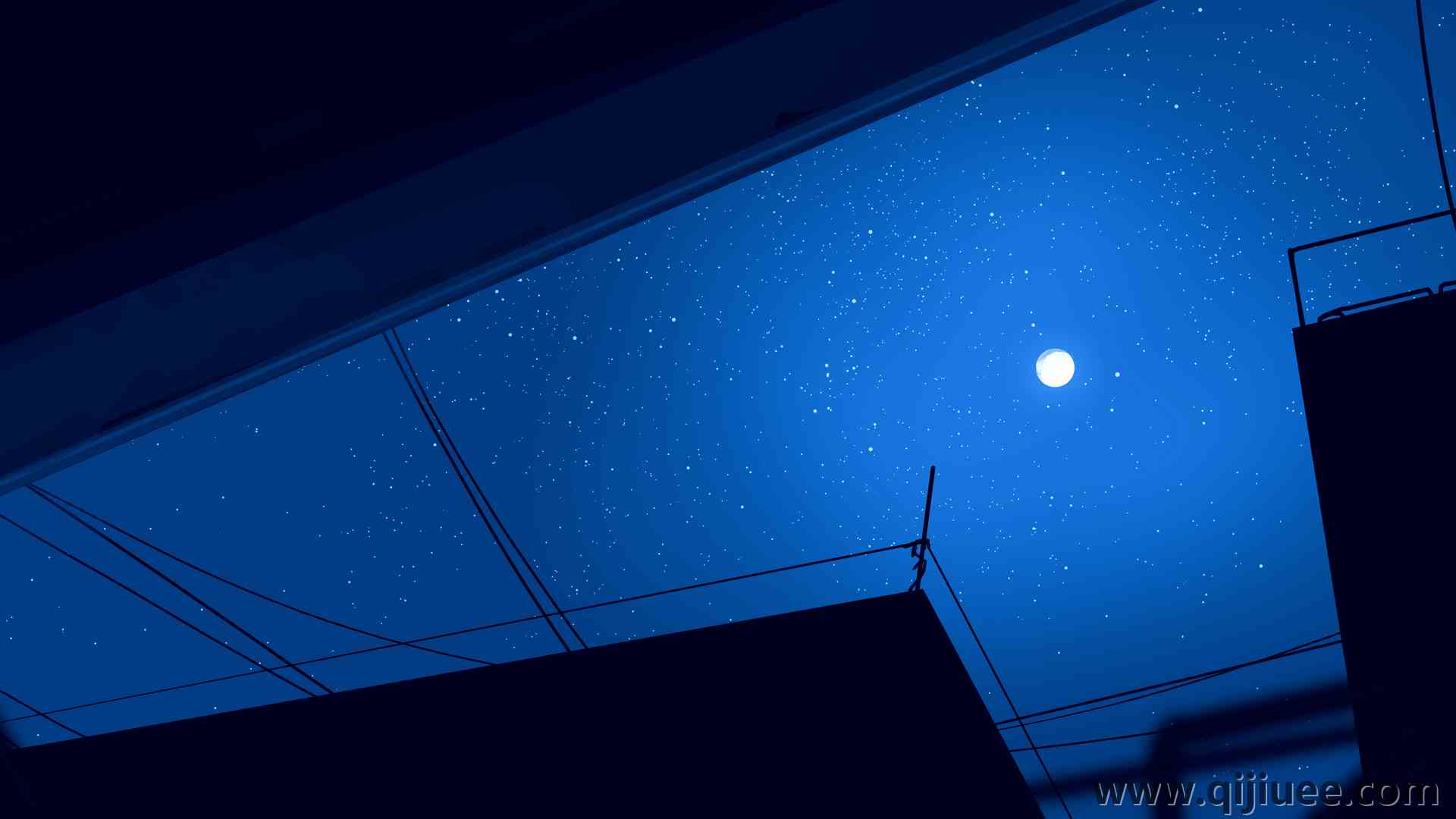 优雅 AI艺术 图片 插图 环境 夜晚 星星 月亮 3840 x 2160/0.74 MB-柒染云阁