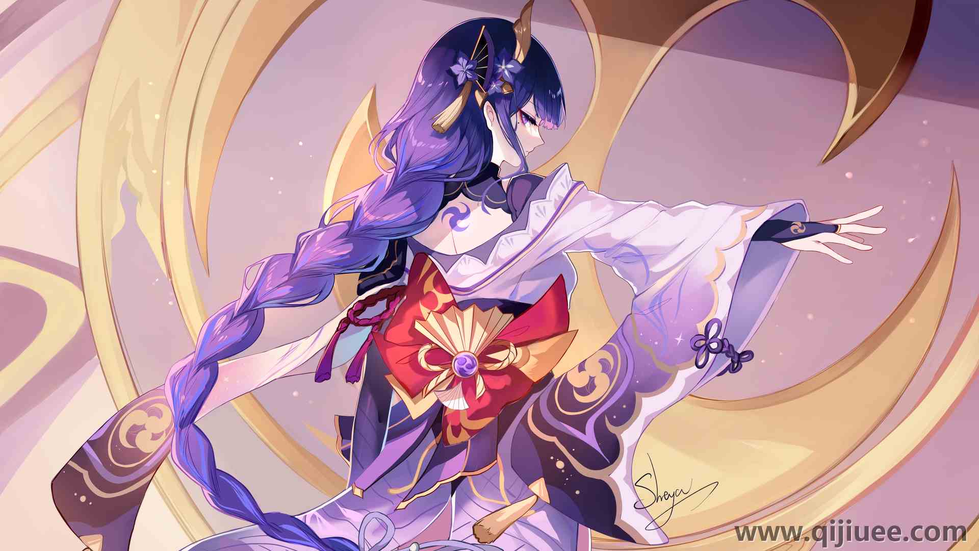 长发 紫色头发 辫子 谢亚 动漫 动漫女孩  电脑壁纸 4K壁纸5500 x 3400/6.32 MB-柒染云阁