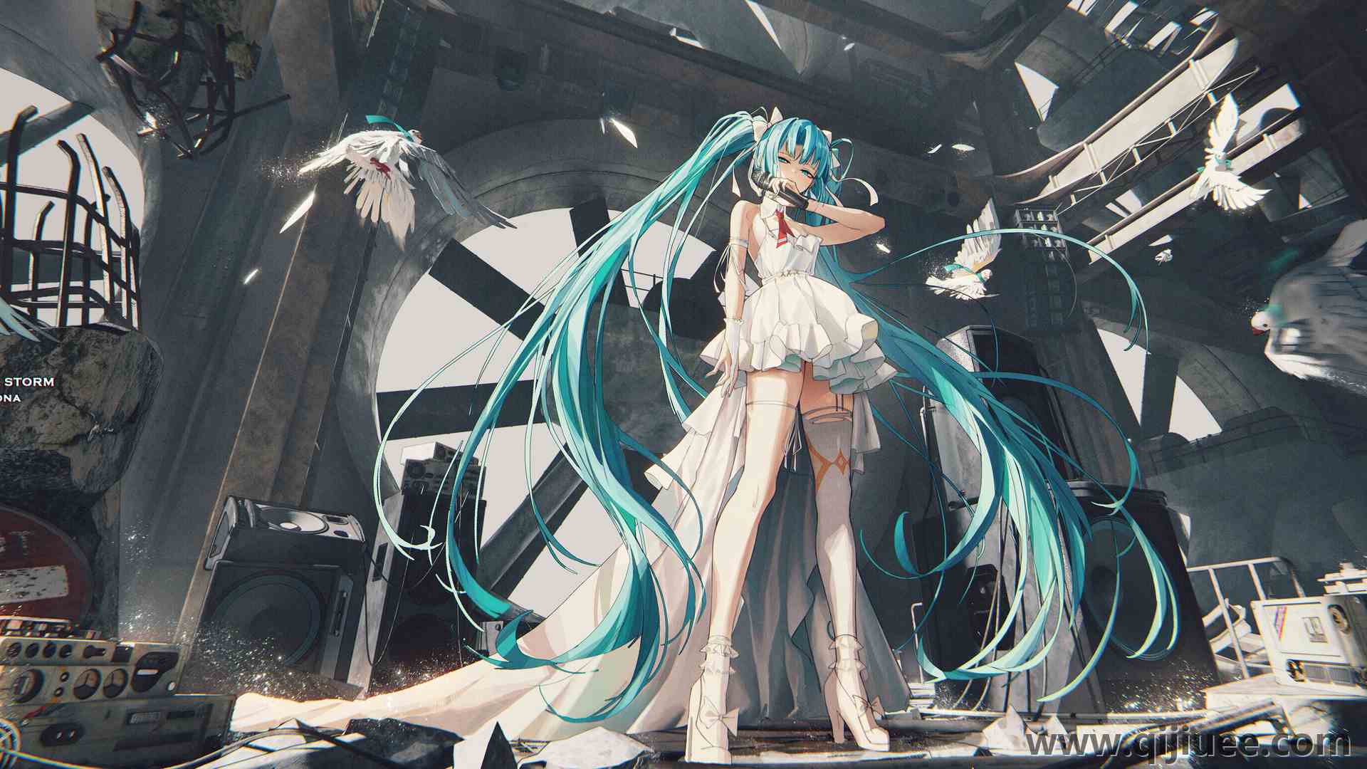 长发 蓝头发 蓝眼睛 站着 动漫 动漫女孩  电脑壁纸 4K壁纸5000 x 2160/12.87 MB-柒染云阁