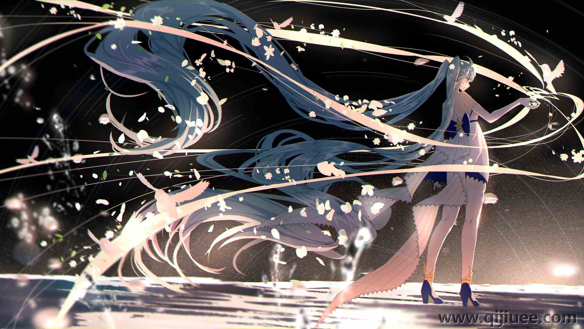 长发 动漫 动漫女孩 美术作品 小提琴 初音  电脑壁纸 4K壁纸4560 x 2480/5.09 MB-柒染云阁