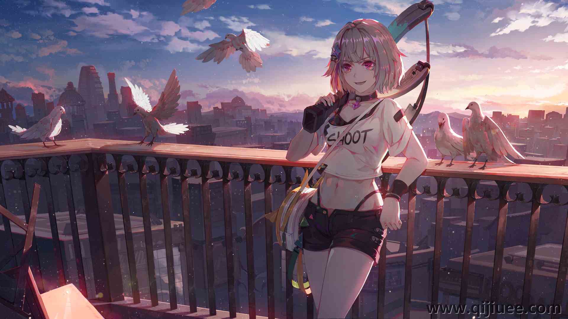 红眼睛 原创人物 短发 动漫 动漫女孩 银发  电脑壁纸 4K壁纸5040 x 2634/9.68 MB-柒染云阁
