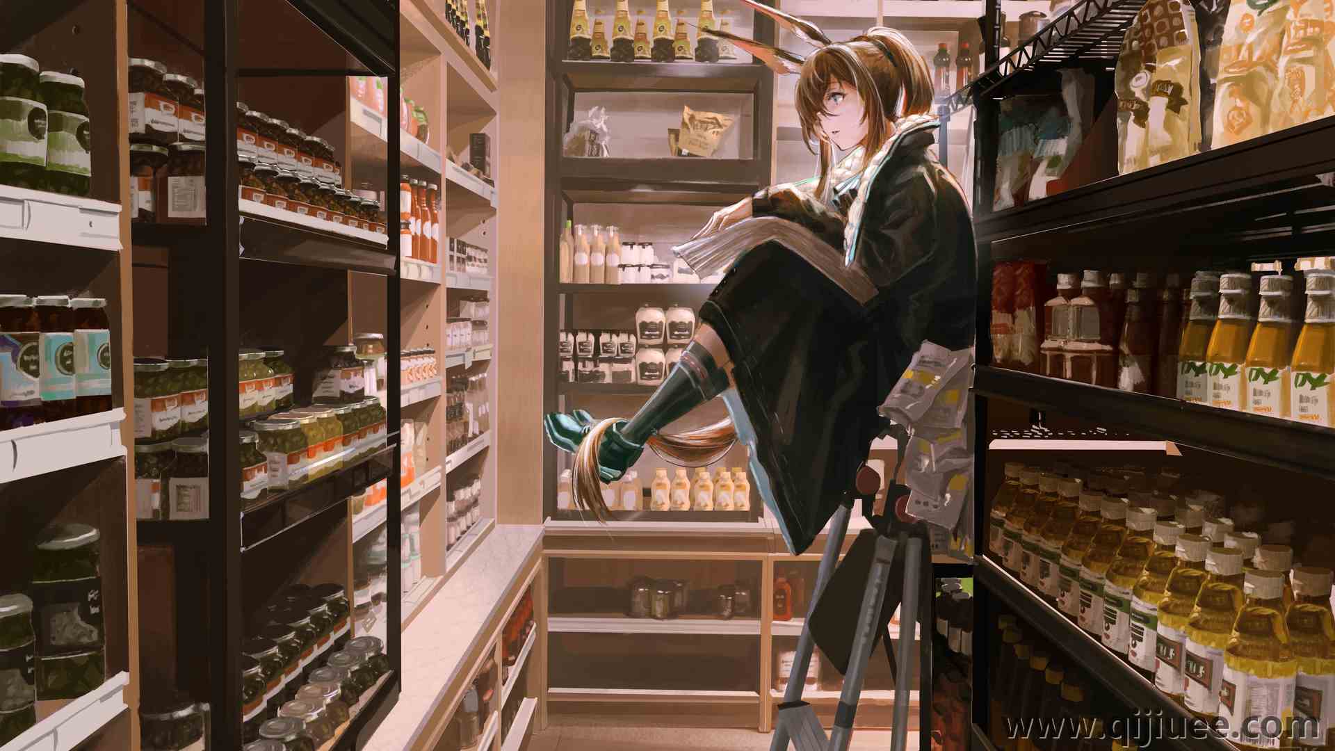 动漫 动漫女孩 武士 阿米亚 兽耳 商店 兔女郎  电脑壁纸 4K壁纸4945 x 3189/14.65 MB-柒染云阁