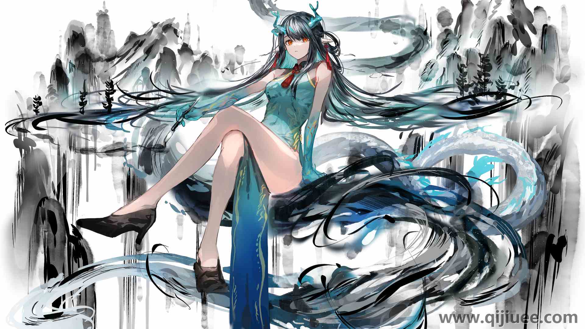 动漫 动漫女孩 高跟鞋 武士 中国服饰 黄昏 艺术作品  电脑壁纸 4K壁纸4096 x 2866/13.19 MB-柒染云阁