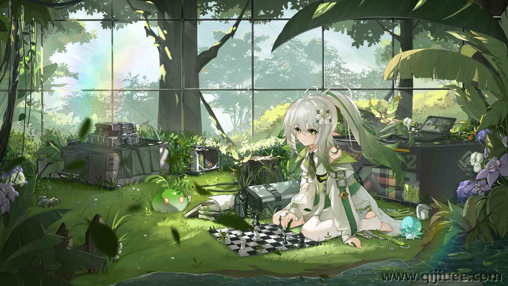 棋盘 国际象棋 双色调头发 星眼 窗户 彩虹 花 水 兽耳 生物 萝莉  电脑壁纸 4K壁纸3840 x 2160/4.23 MB-柒染云阁