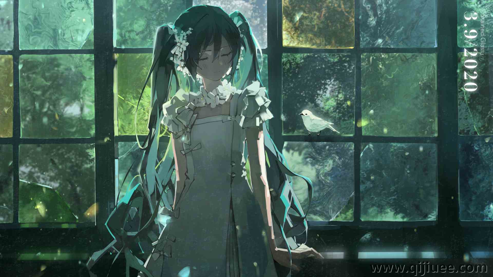 闭眼 动漫 车窗 初音  电脑壁纸 4K壁纸3840 x 2160/7.58 MB-柒染云阁