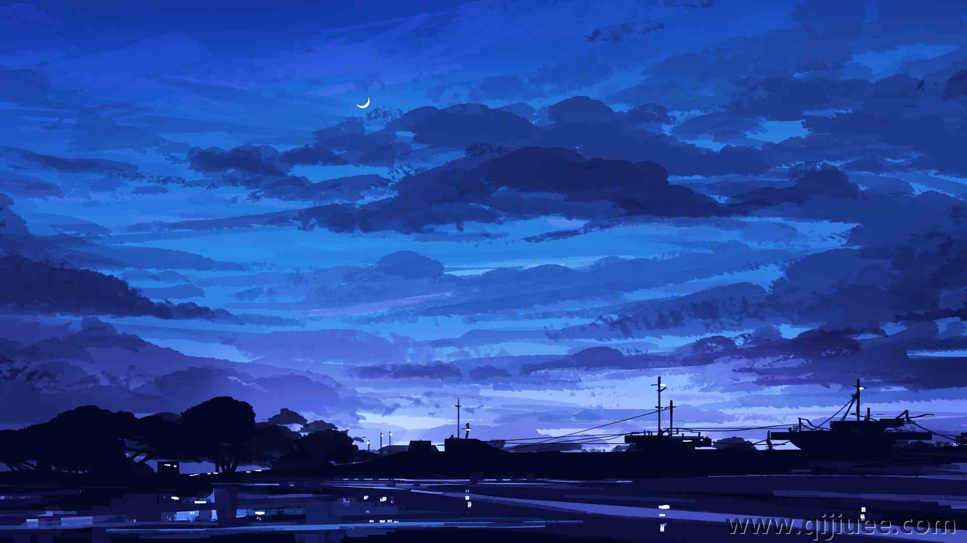 优雅 动画 天空 云 月亮 树 艺术品 电脑壁纸 4K壁纸5640 x 2400/3.62 MB-柒染云阁
