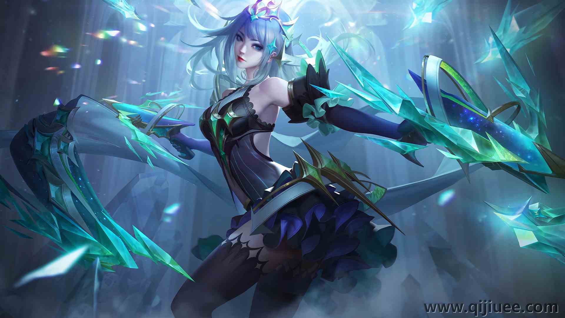 蓝头发 蓝眼睛 王者荣耀 虞姬 动漫女孩 电脑壁纸 4K壁纸5120 x 2880/4.32 MB-柒染云阁