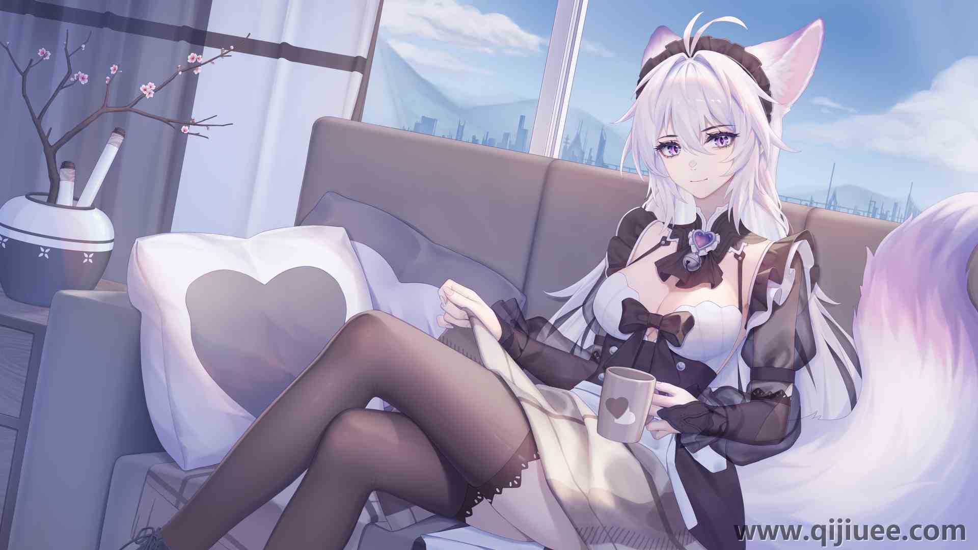 柯比 白发 佛耳 佛尾 动漫女孩 黑丝袜  电脑壁纸 4K壁纸5760 x 3240/2.36 MB-柒染云阁