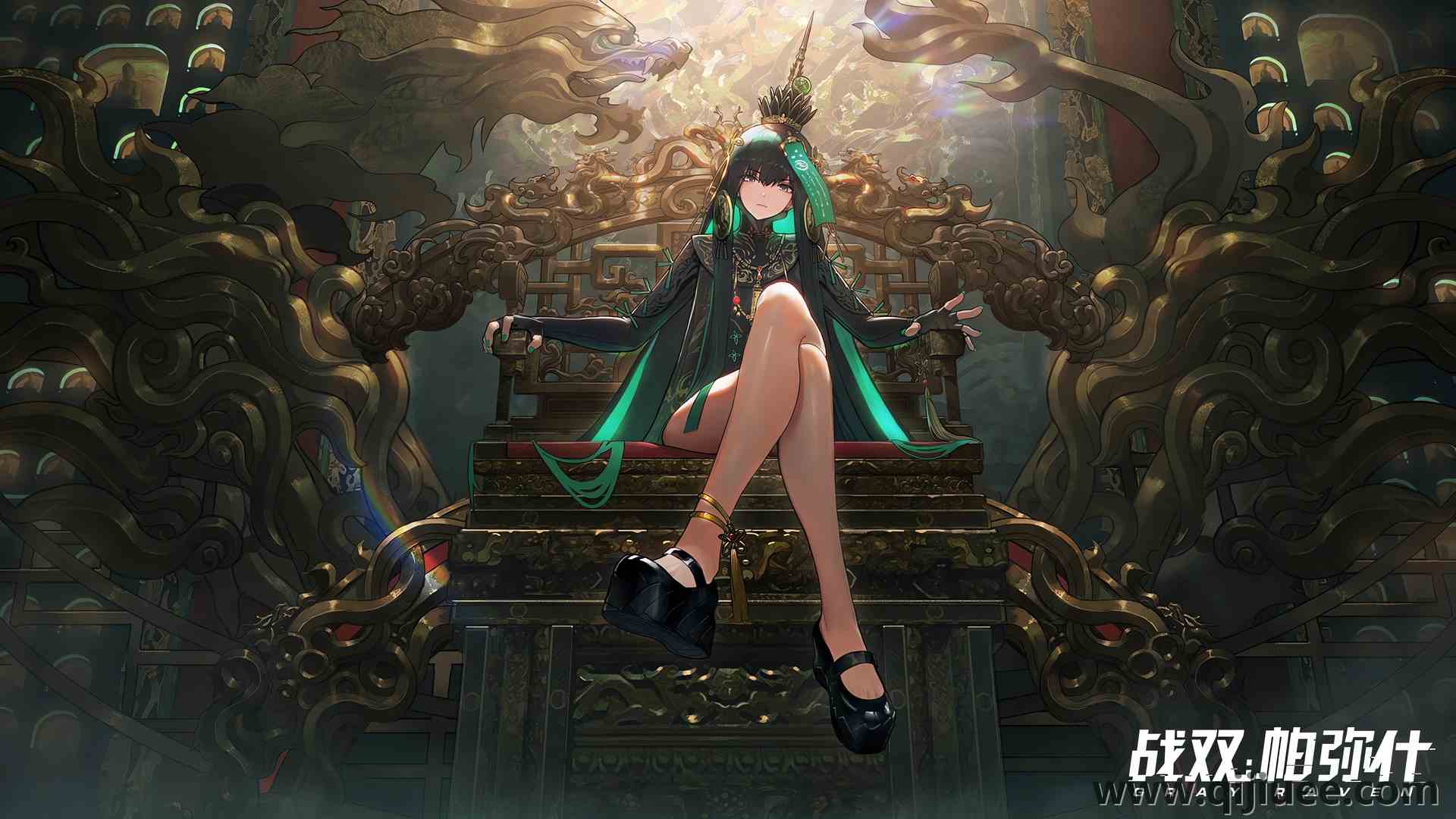 坐着 双腿交叉 长发 动漫 动漫女孩 黄眼睛  电脑壁纸 4K壁纸3840 x 2160/1.7 MB-柒染云阁