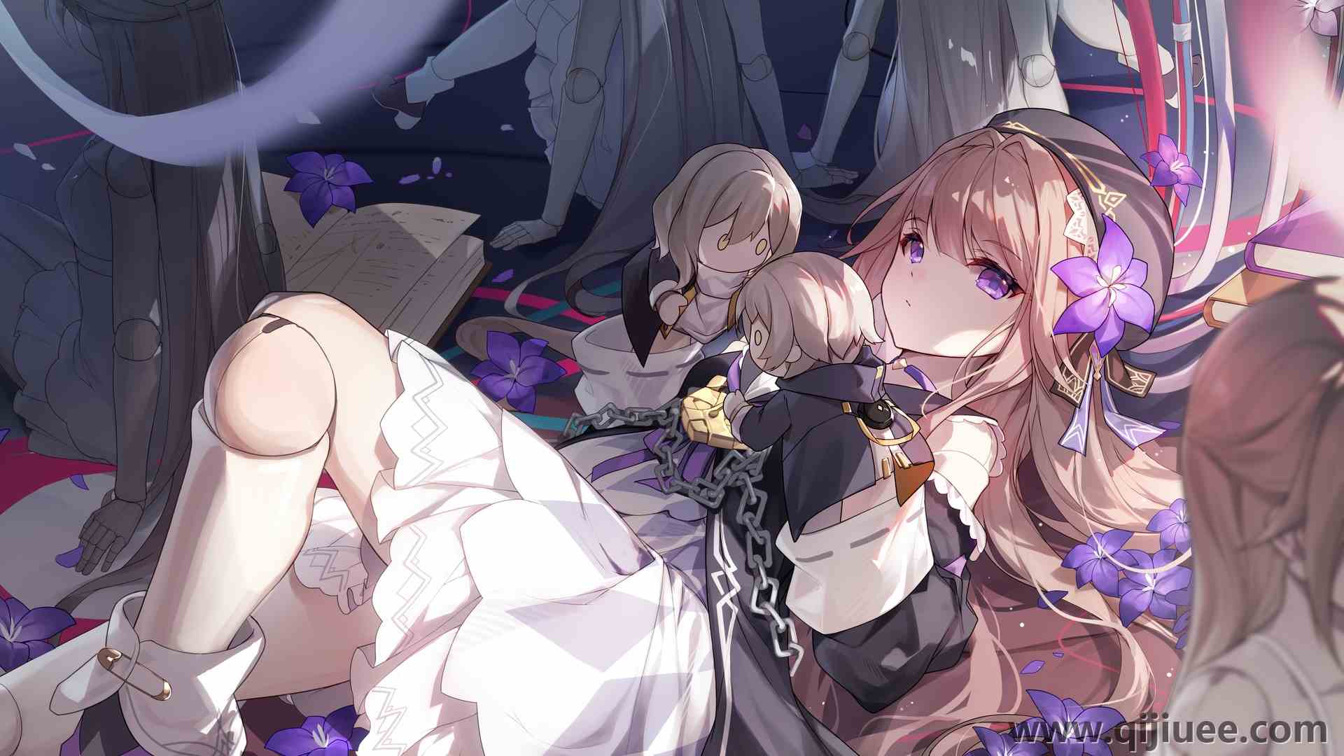 躺着 动漫 动漫女孩 头发上的花 电脑壁纸 4K壁纸3840 x 2160/1.35 MB-柒染云阁