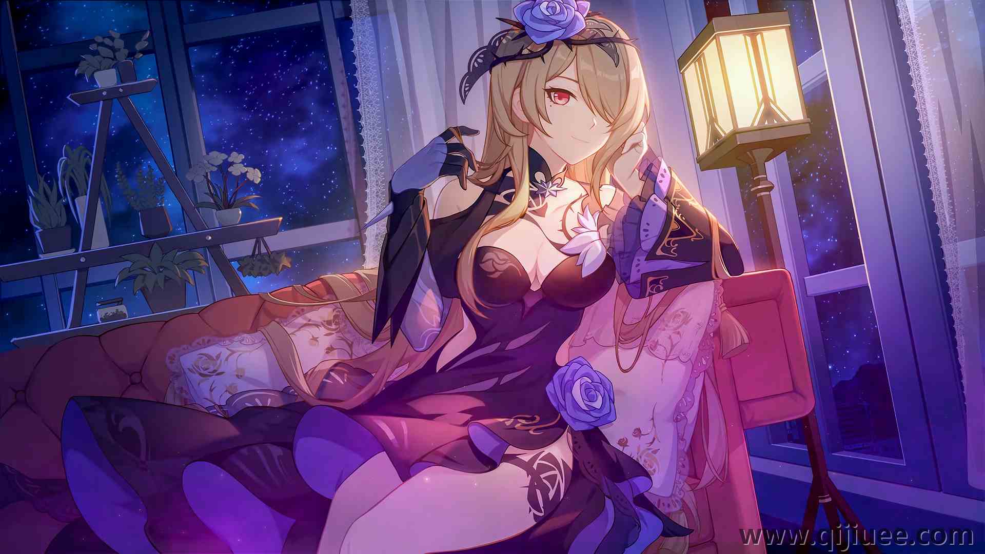 微笑 红眼睛 坐在沙发上 动漫女孩 丽塔·罗斯威斯 电脑壁纸 4K壁纸3840 x 2160/10.58 MB-柒染云阁
