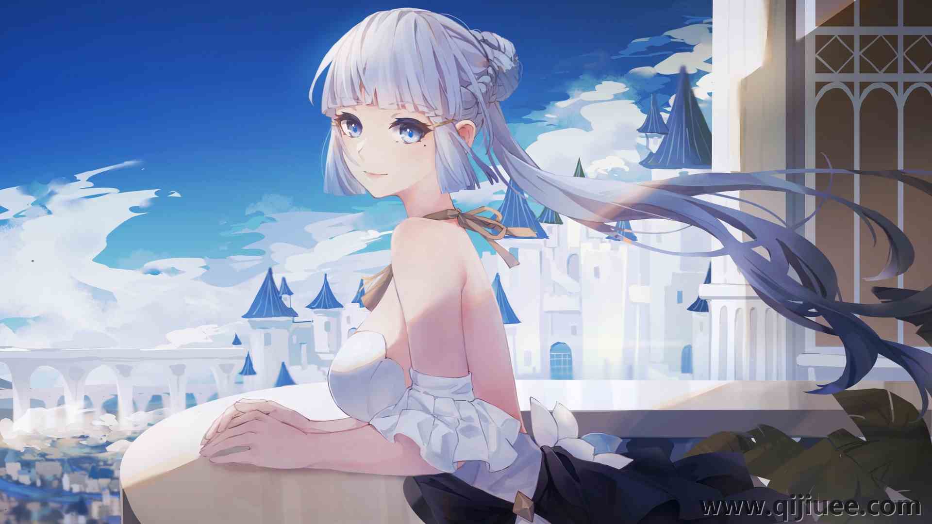 肩膀 动漫 动漫女孩 城堡 阳台 电脑壁纸 4K壁纸5224 x 3157/3.95 MB-柒染云阁