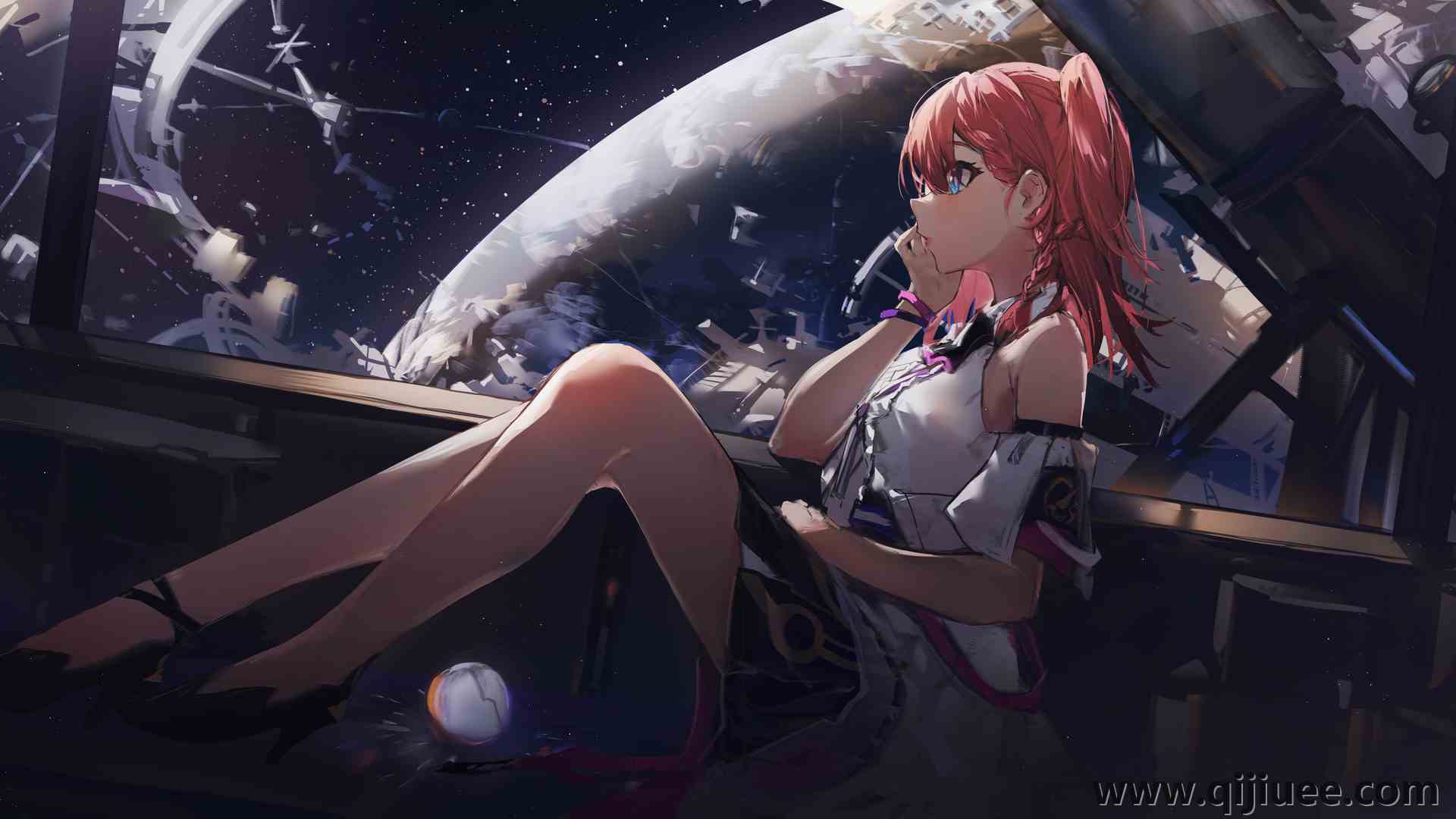 粉色头发  目光远离 电脑壁纸 4K壁纸6914 x 3470/14.34 MB-柒染云阁
