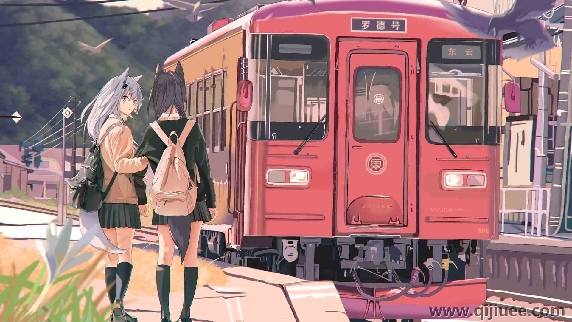 动漫 动漫女孩 火车 裙子 校服 狼女 电脑壁纸 4K壁纸7016 x 4341/9.16 MB-柒染云阁