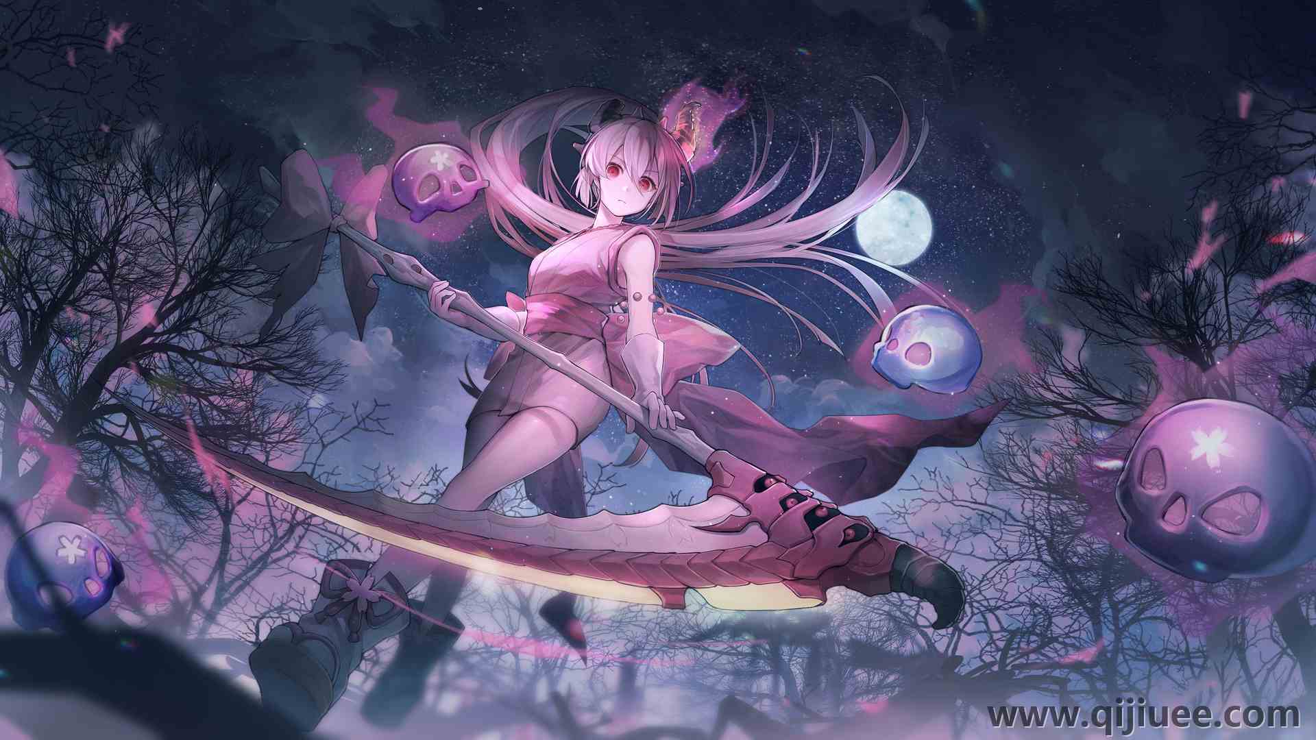 来自地下的红花 宇基王 动漫 动漫女孩 武器 月亮 镰刀  电脑壁纸 4K壁纸4000 x 2251/10.42 MB-柒染云阁