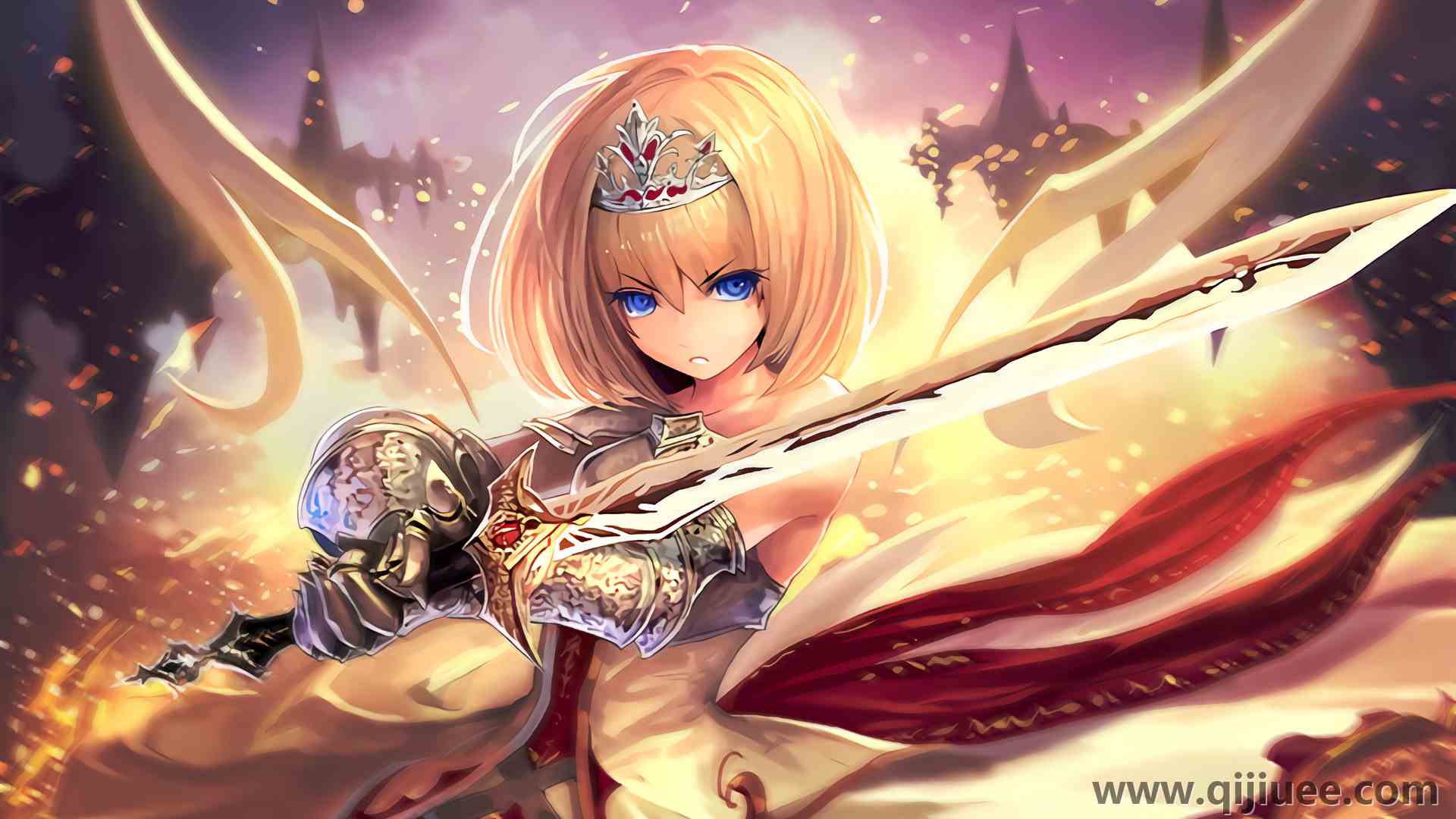 蓝眼睛 奇幻女孩 动漫 影子宇宙 动漫女孩 剑 奇幻艺术 电脑壁纸 4K壁纸3840 x 2160/1.28 MB-柒染云阁