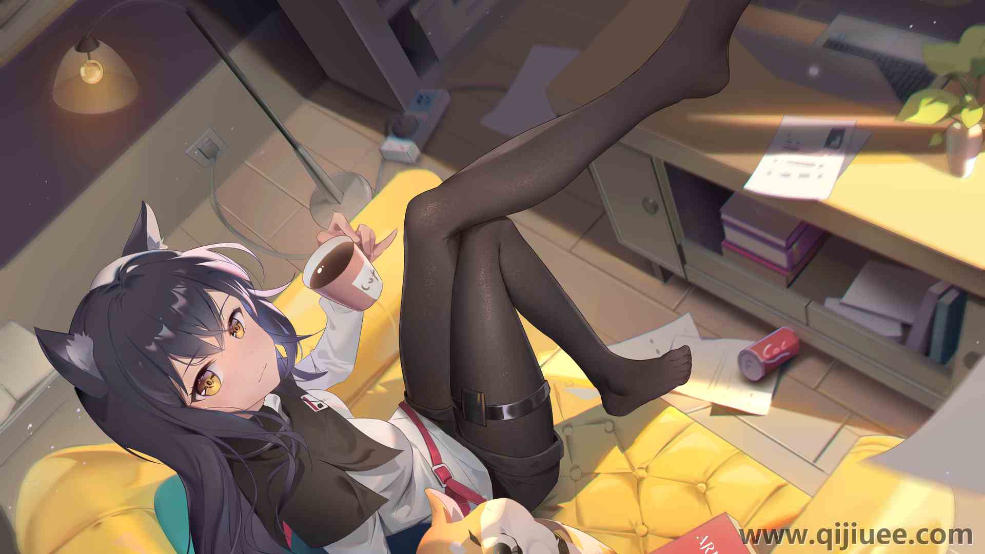 索姆纳 动漫女孩 骑士 兽耳 茶 骑士 连裤袜 狼女孩  电脑壁纸 4K壁纸4416 x 3187/7.44 MB-柒染云阁