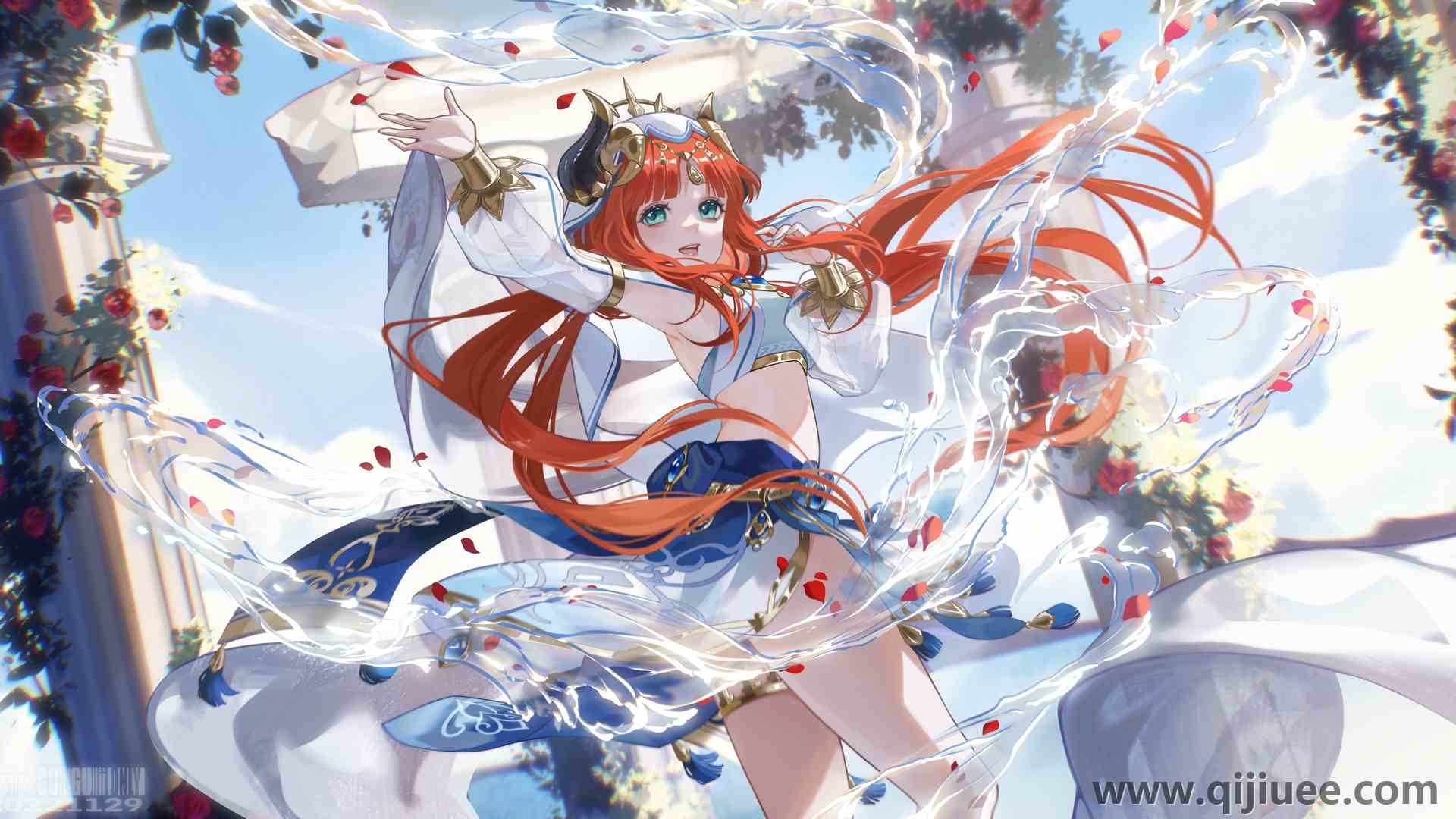 原神 动漫女孩 动漫 花瓣 回望 电脑壁纸 4K壁纸4500 x 2400/13.14 MB-柒染云阁
