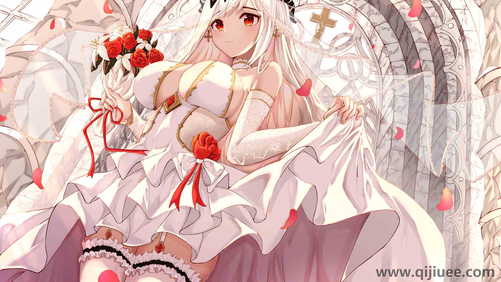 白色头发 新娘 动漫女孩 电脑壁纸 4K壁纸4736 x 3686/12.77 MB-柒染云阁