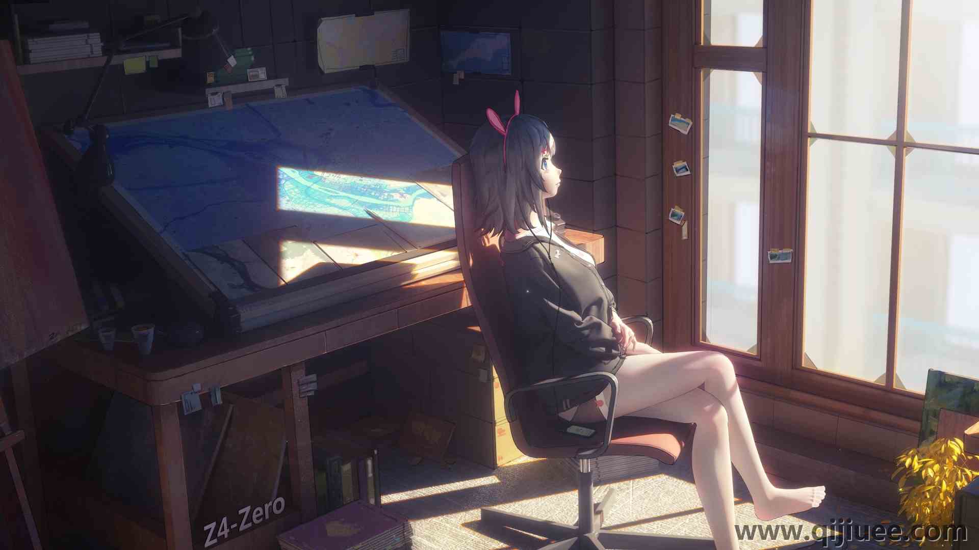 动漫 白色袜子 房间 动漫女孩  电脑壁纸 4K壁纸3840 x 2160/1.8 MB-柒染云阁