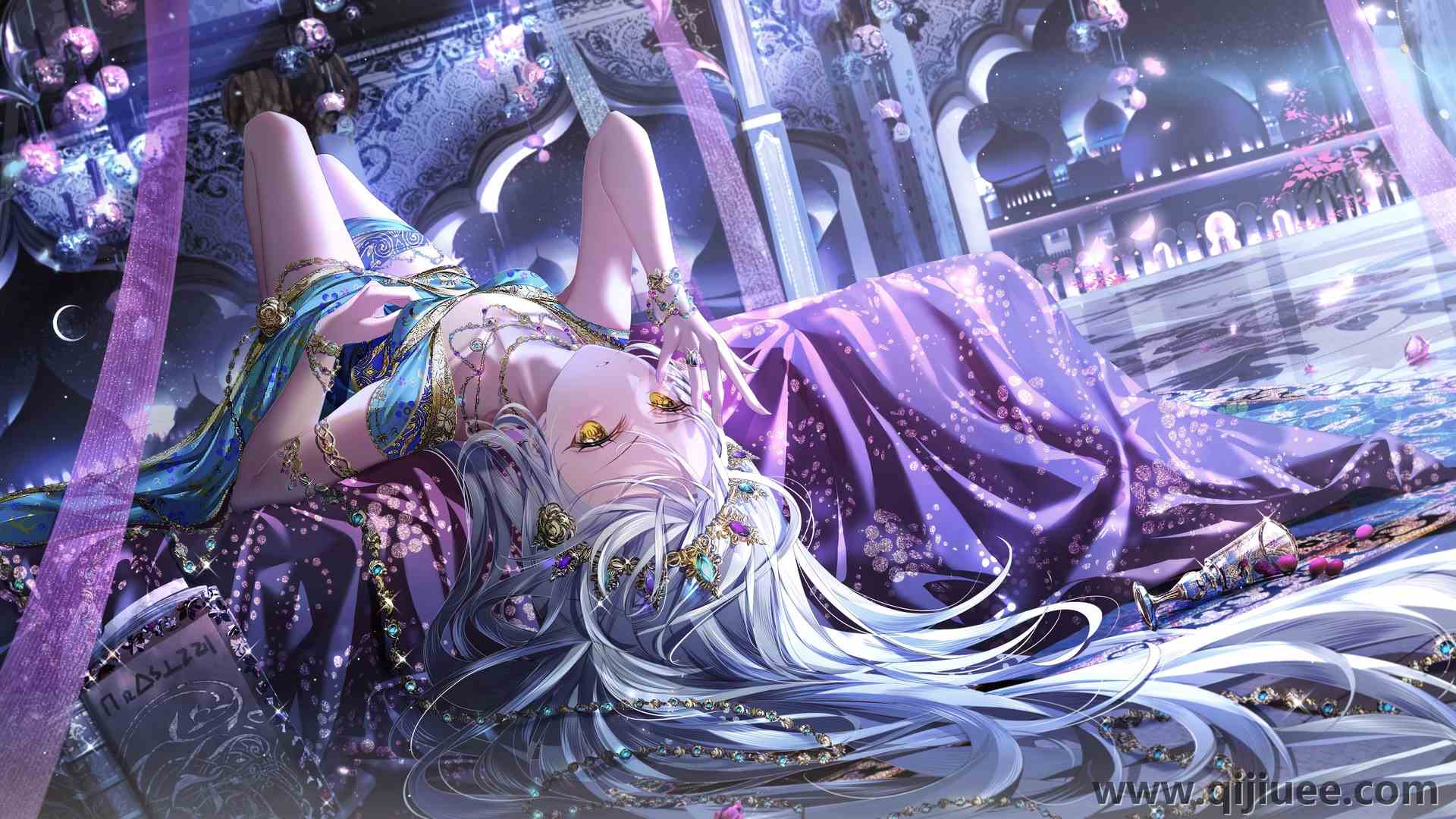 仰卧 留着长发 动漫 动漫女孩 黄眼睛 银发 床  电脑壁纸 4K壁纸6721 x 3125/5.05 MB-柒染云阁