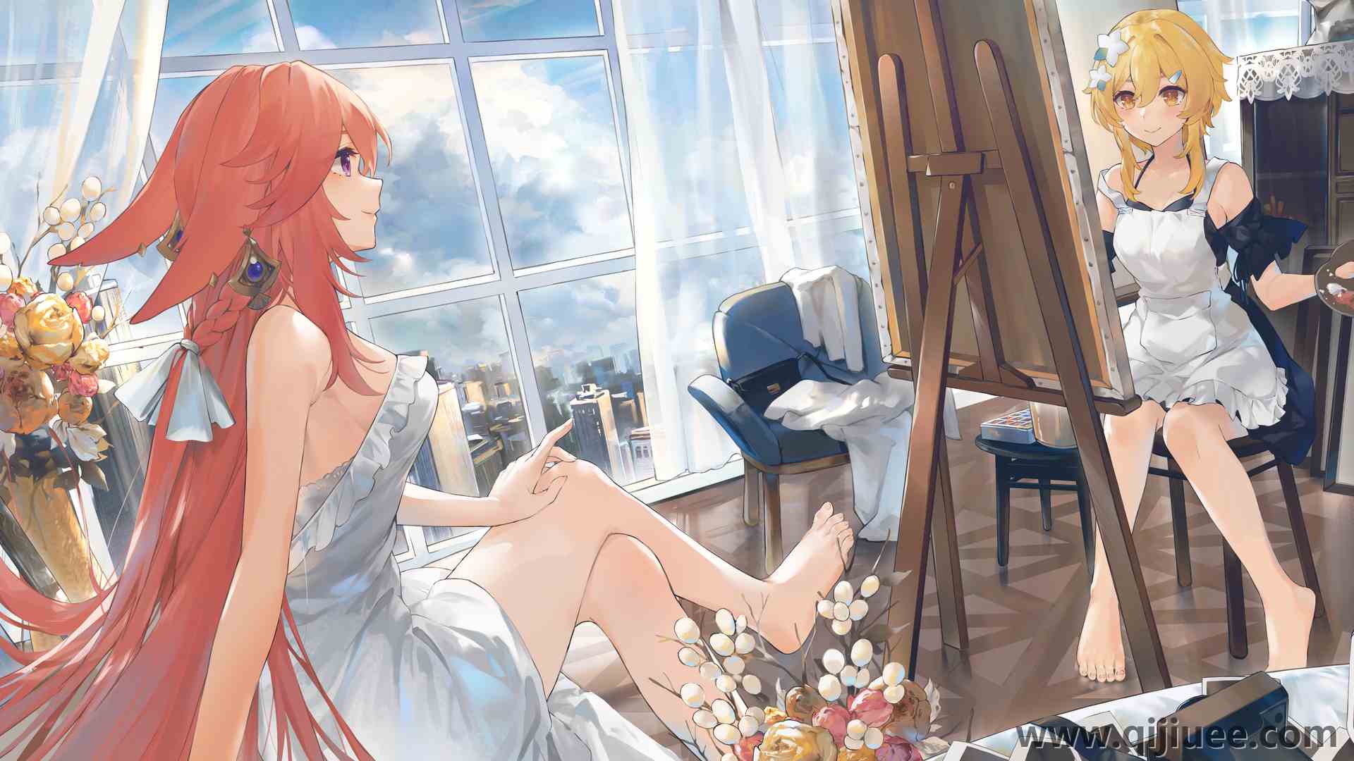 图片 原神  绘画 动漫 动漫女孩 鲜花  电脑壁纸 4K壁纸6221 x 3196/18.44 MB-柒染云阁