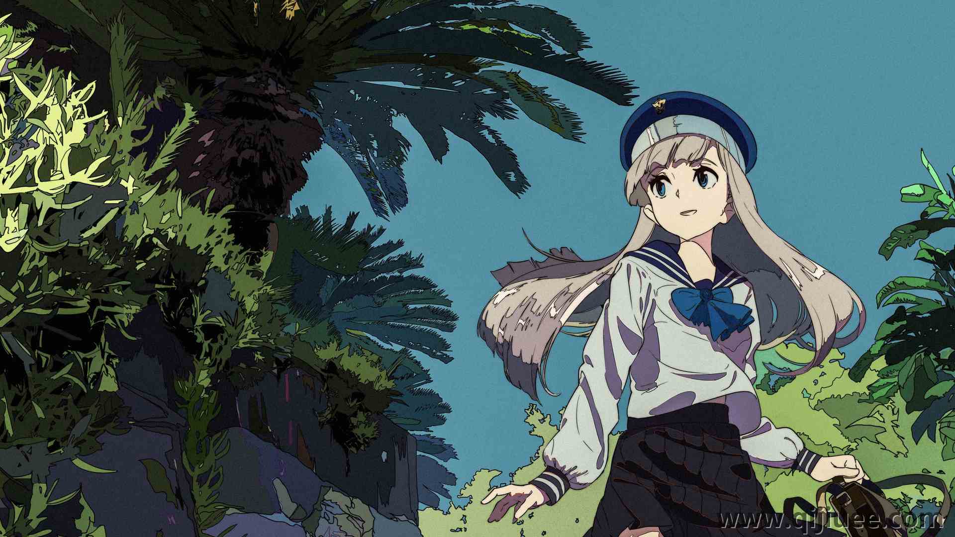 女学生 蓝眼睛 动漫女孩 超高清 帽子 校服  电脑壁纸 4K壁纸3840 x 2160/5.78 MB-柒染云阁