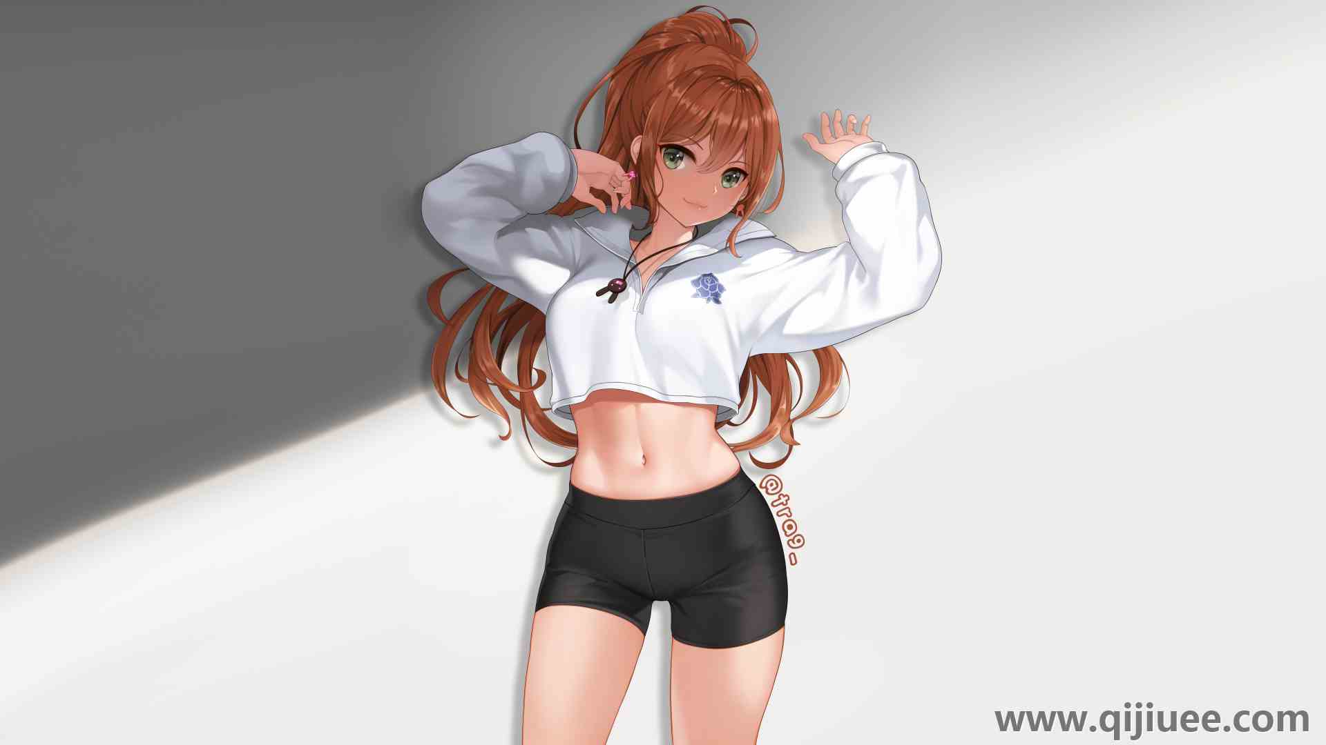 动漫女孩 简单背景 动漫 自行车短裤  电脑壁纸 8K壁纸10474 x 5892/6.96 MB-柒染云阁