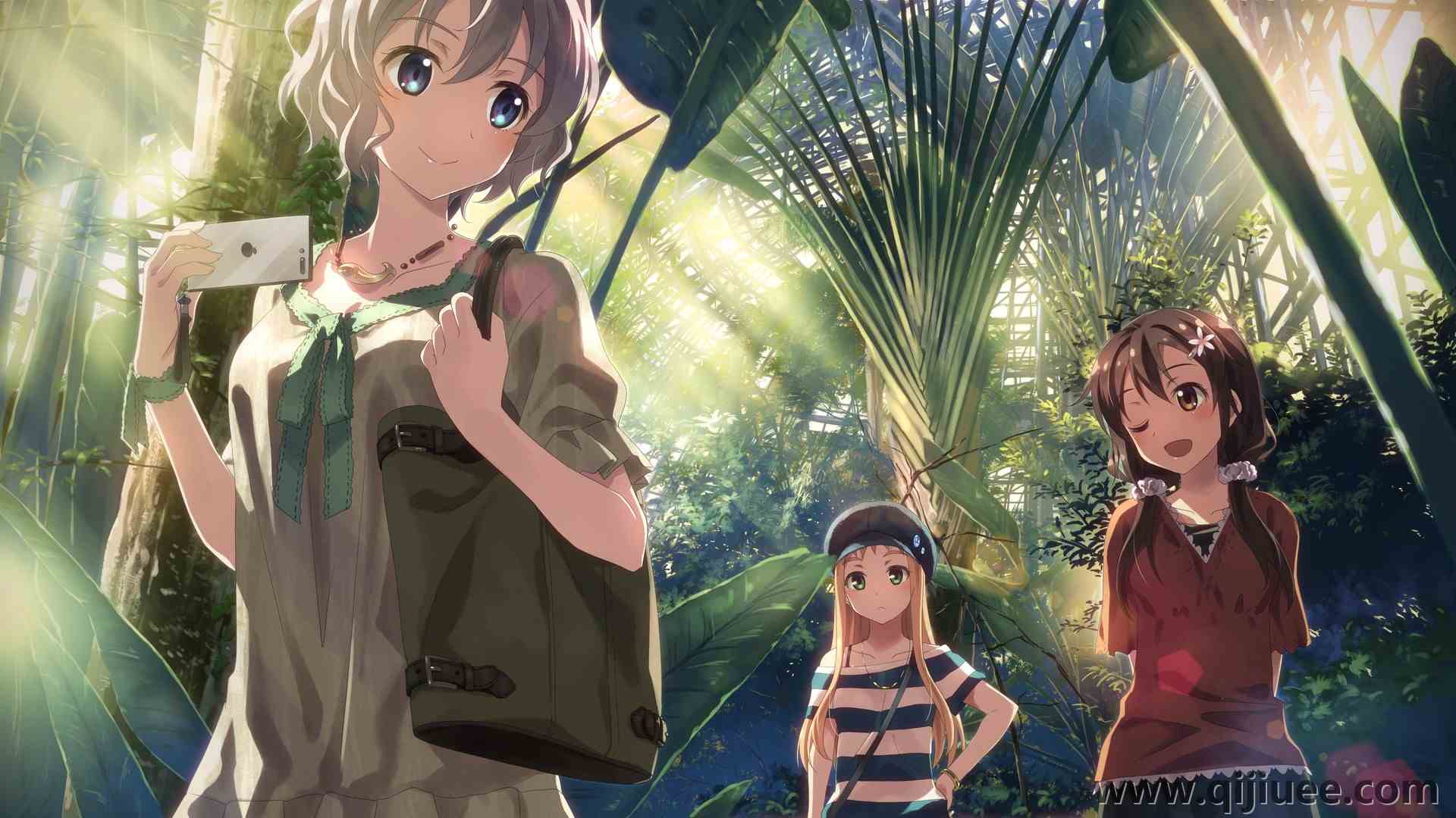 原创人物 女子三人组 微笑 闭眼 动漫女孩 动漫  电脑壁纸 4K壁纸3840 x 2160/1.68 MB-柒染云阁
