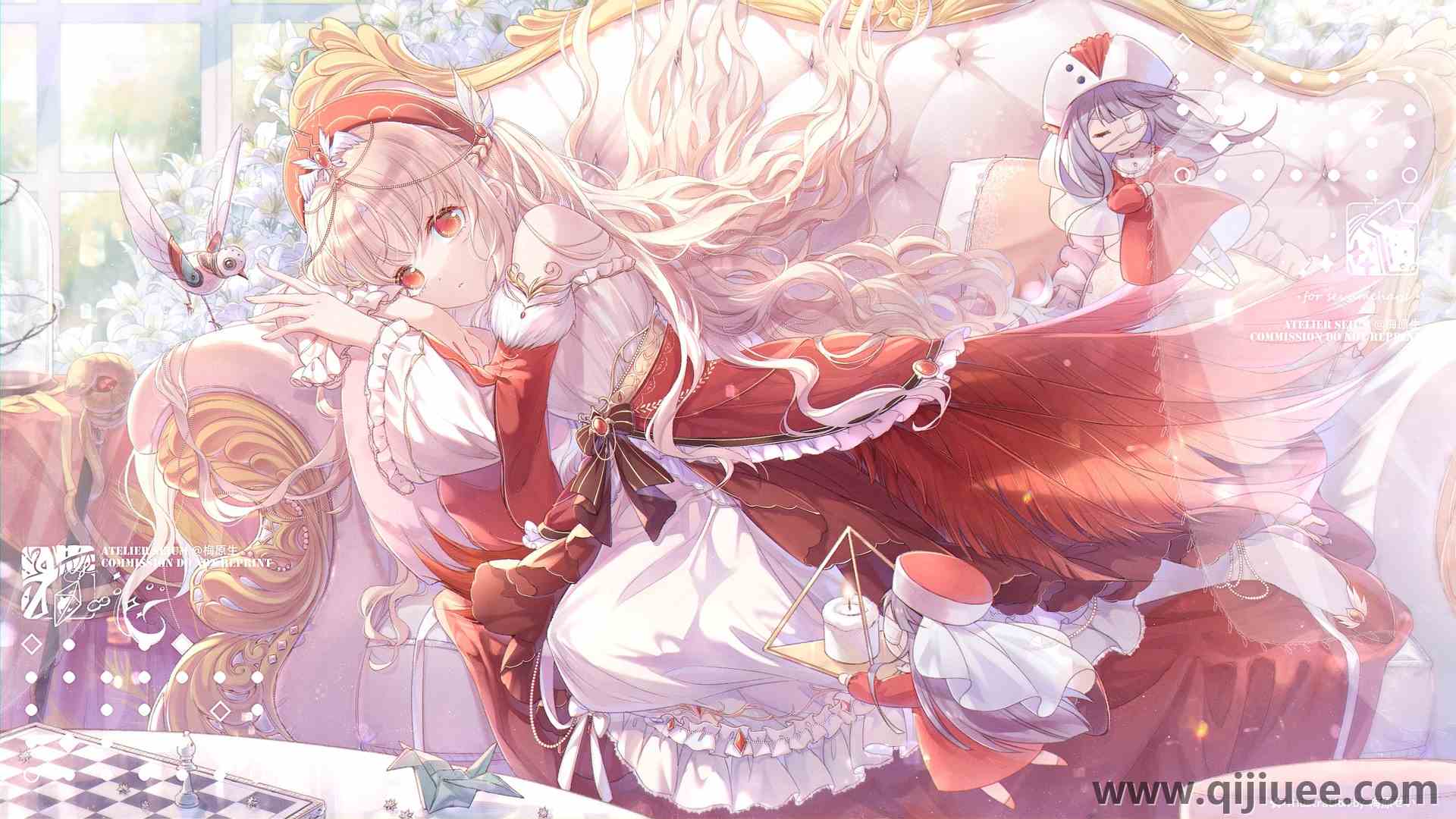 动漫 动漫女孩 连衣裙 眼罩 鲜花 蜡烛 领结  电脑壁纸 4K壁纸3840 x 2160/2.92 MB-柒染云阁