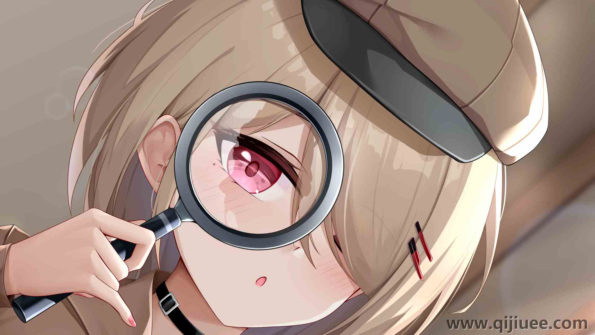 侦探 脸 动漫 动漫女孩 放大镜 帽子 电脑壁纸 4K壁纸4800 x 3000/3.9 MB-柒染云阁