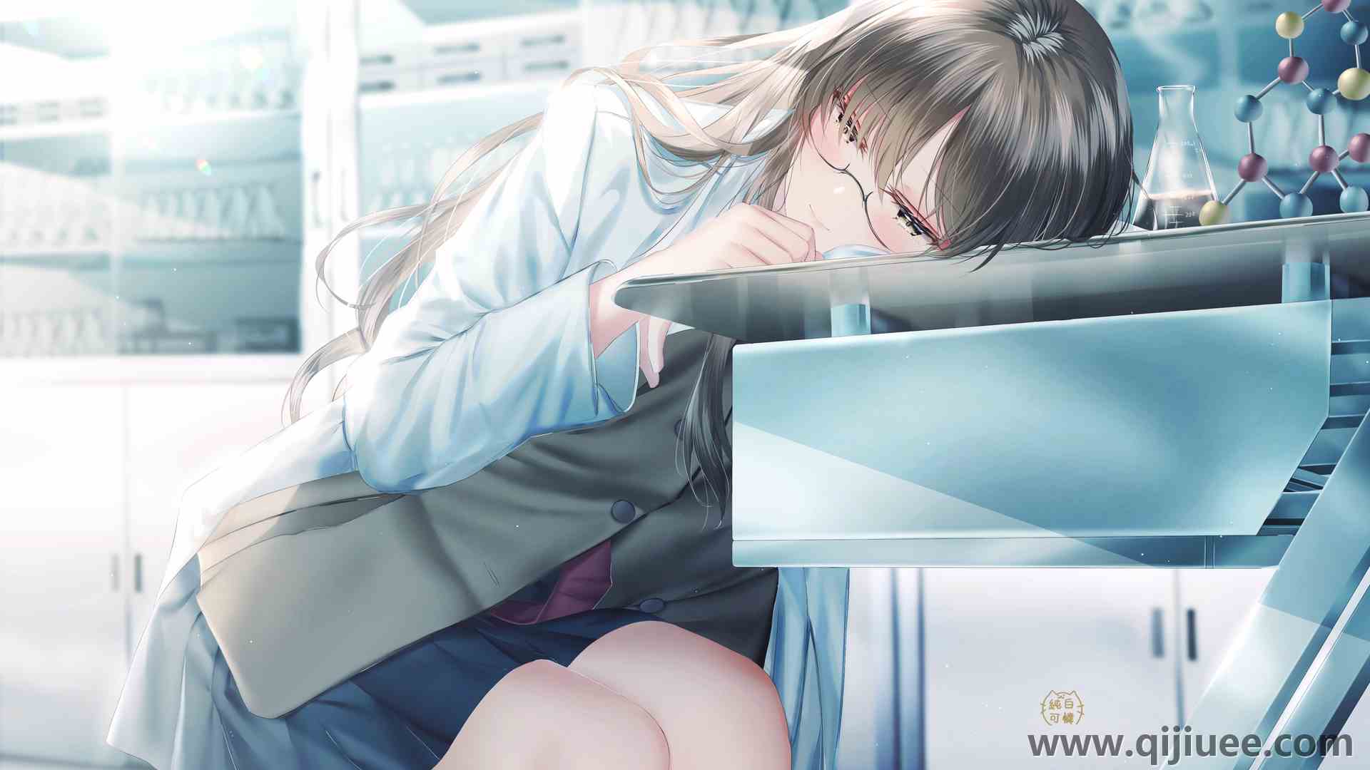 动漫女孩 实验室 动漫 眼镜 电脑壁纸 4K壁纸4096 x 2756/8.35 MB-柒染云阁