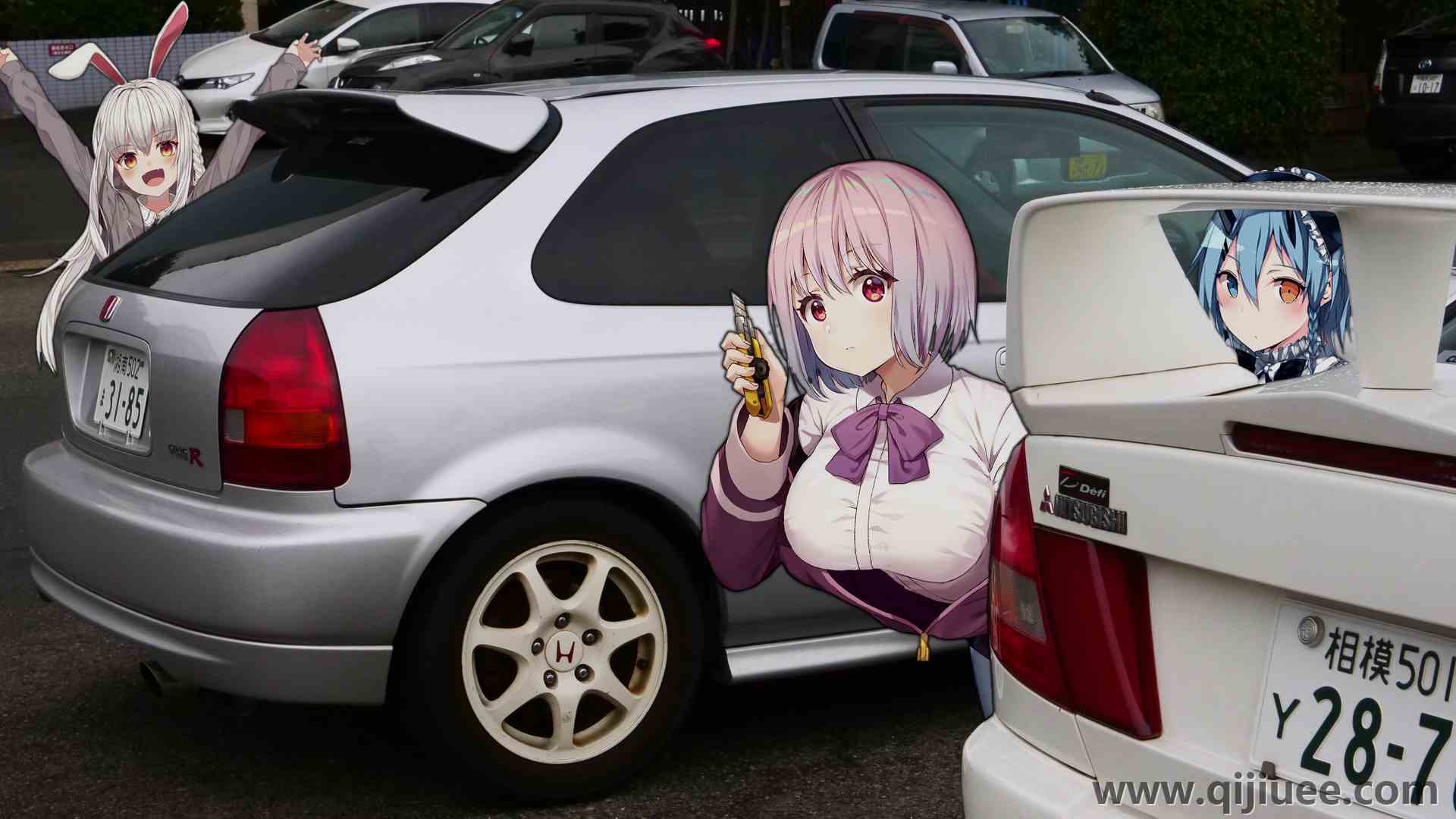 动漫女孩 汽车 三菱  电脑壁纸 4K壁纸5184 x 2920/6.15 MB-柒染云阁