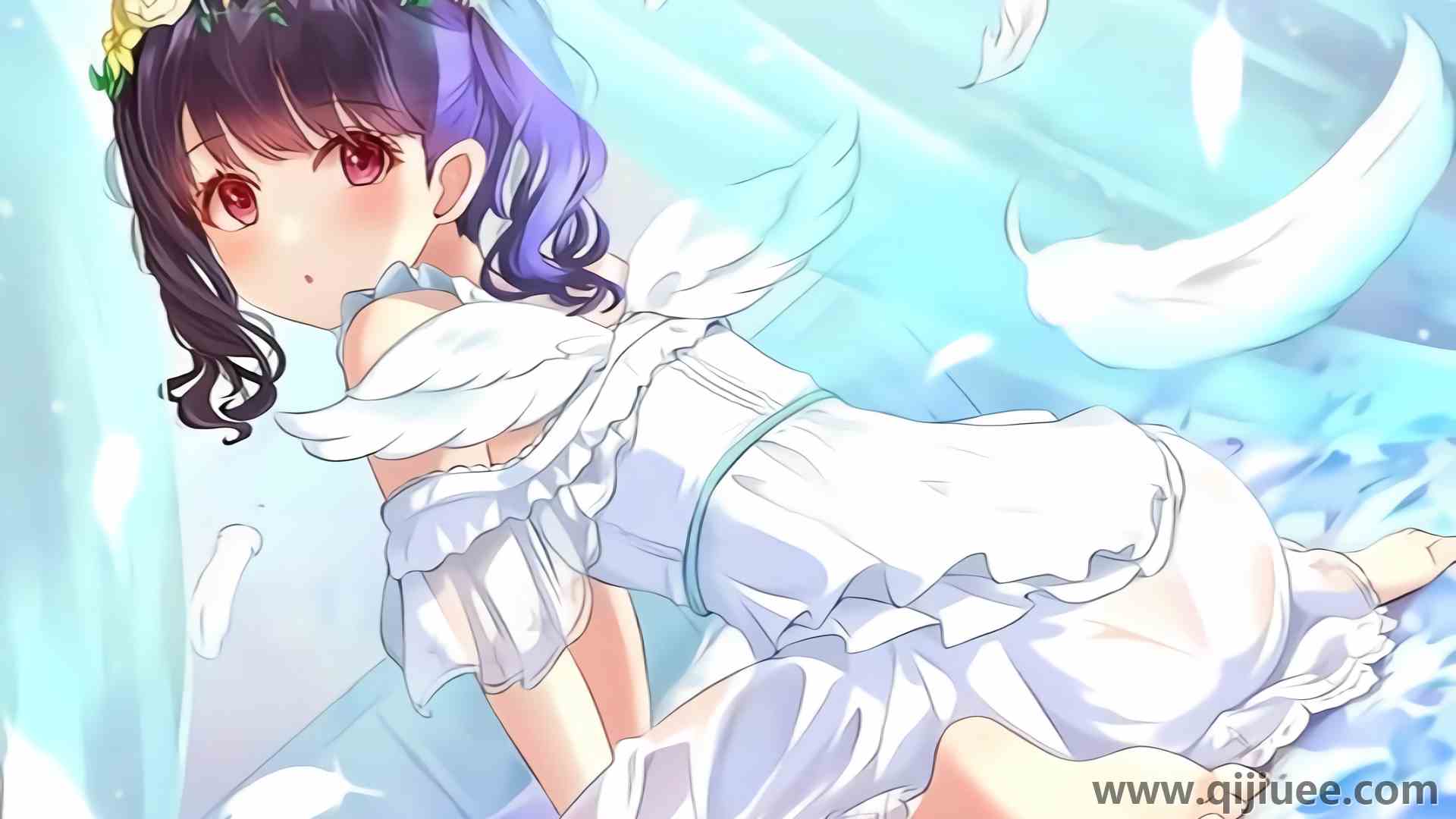 短发 红眼睛 鲜花 翅膀  电脑壁纸 4K壁纸4068 x 3000/6.78 MB-柒染云阁