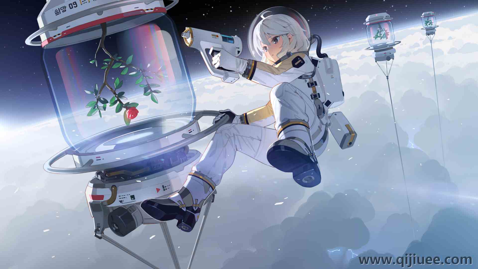 动漫 动漫女孩 太空 宇航服 云 星星 花 闪电 电脑壁纸 4K壁纸4093 x 2792/1.42 MB-柒染云阁