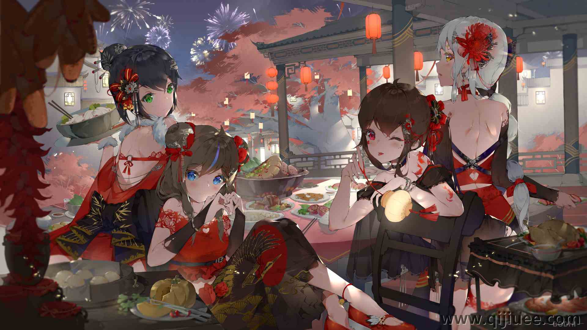 菩提武圣花 菩提 动漫 动漫女孩 烟花 灯笼 节日 电脑壁纸 8K壁纸10080 x 5670/10.71 MB-柒染云阁