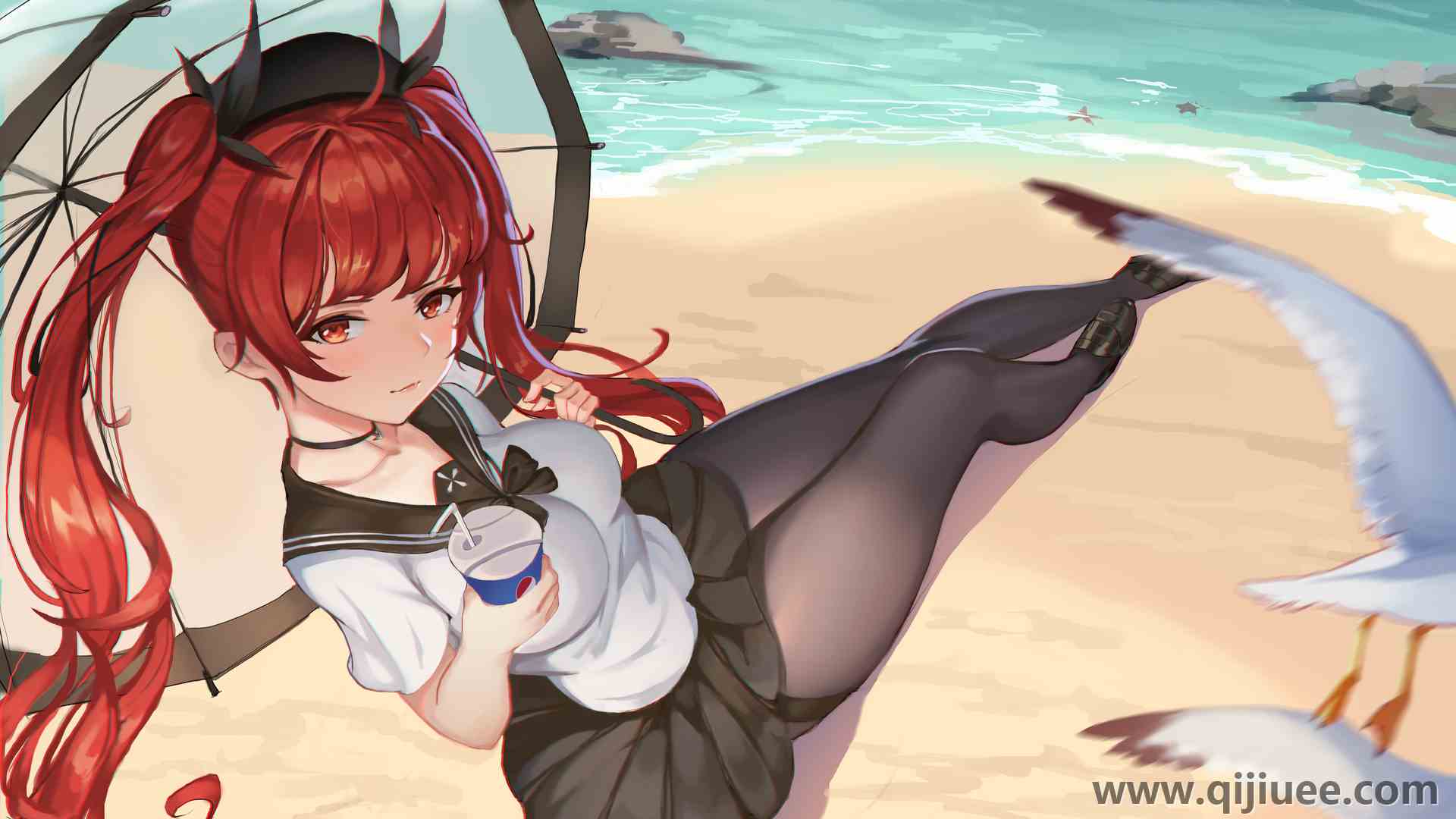 动漫 动漫女孩 海滩 裙子 校服 电脑壁纸 4K壁纸5005 x 3000/4.13 MB-柒染云阁