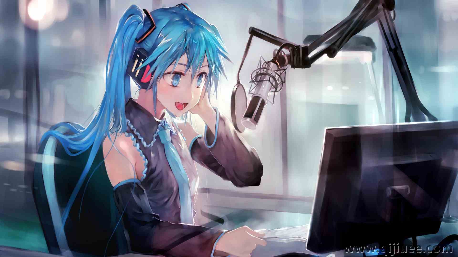 长发 蓝头发 蓝眼睛 动漫 动漫女孩 小提琴 初音 耳机 麦克风  电脑壁纸 4K壁纸4093 x 2894/1.02 MB-柒染云阁