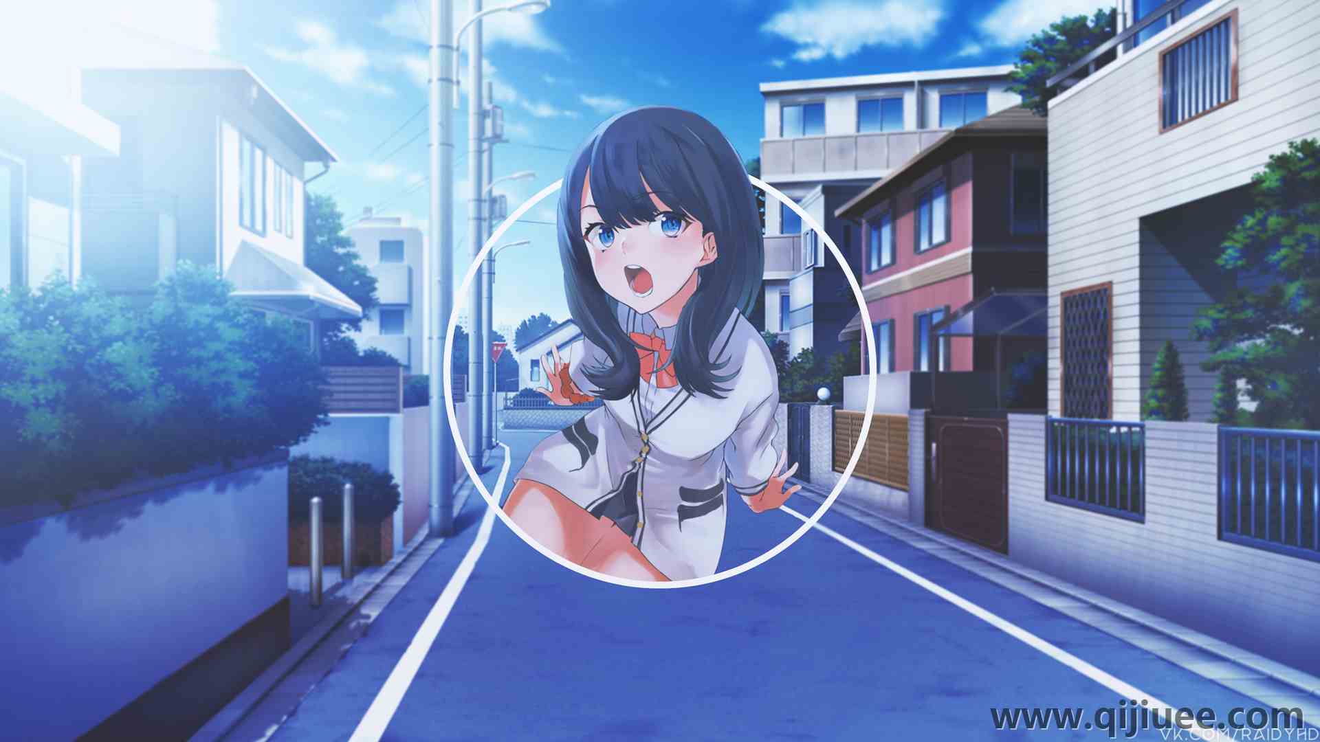 张嘴 蓝眼睛 动漫 动漫女孩 画中画 都市 高田理佳  电脑壁纸 4K壁纸3840 x 2160/8.29 MB-柒染云阁