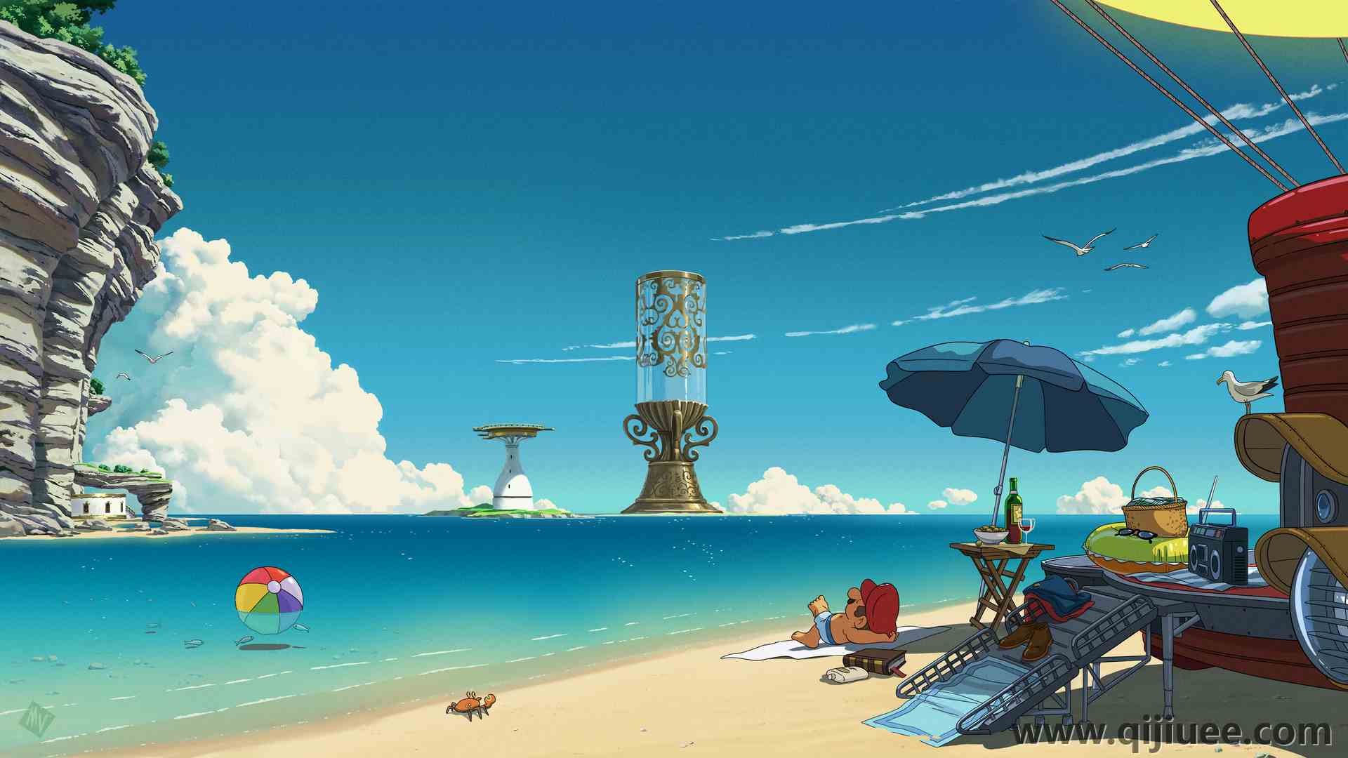 AI艺术 插图 风景 马里奥兄弟 海滩 大海 电脑壁纸 4K壁纸3840 x 2160/5.22 MB-柒染云阁