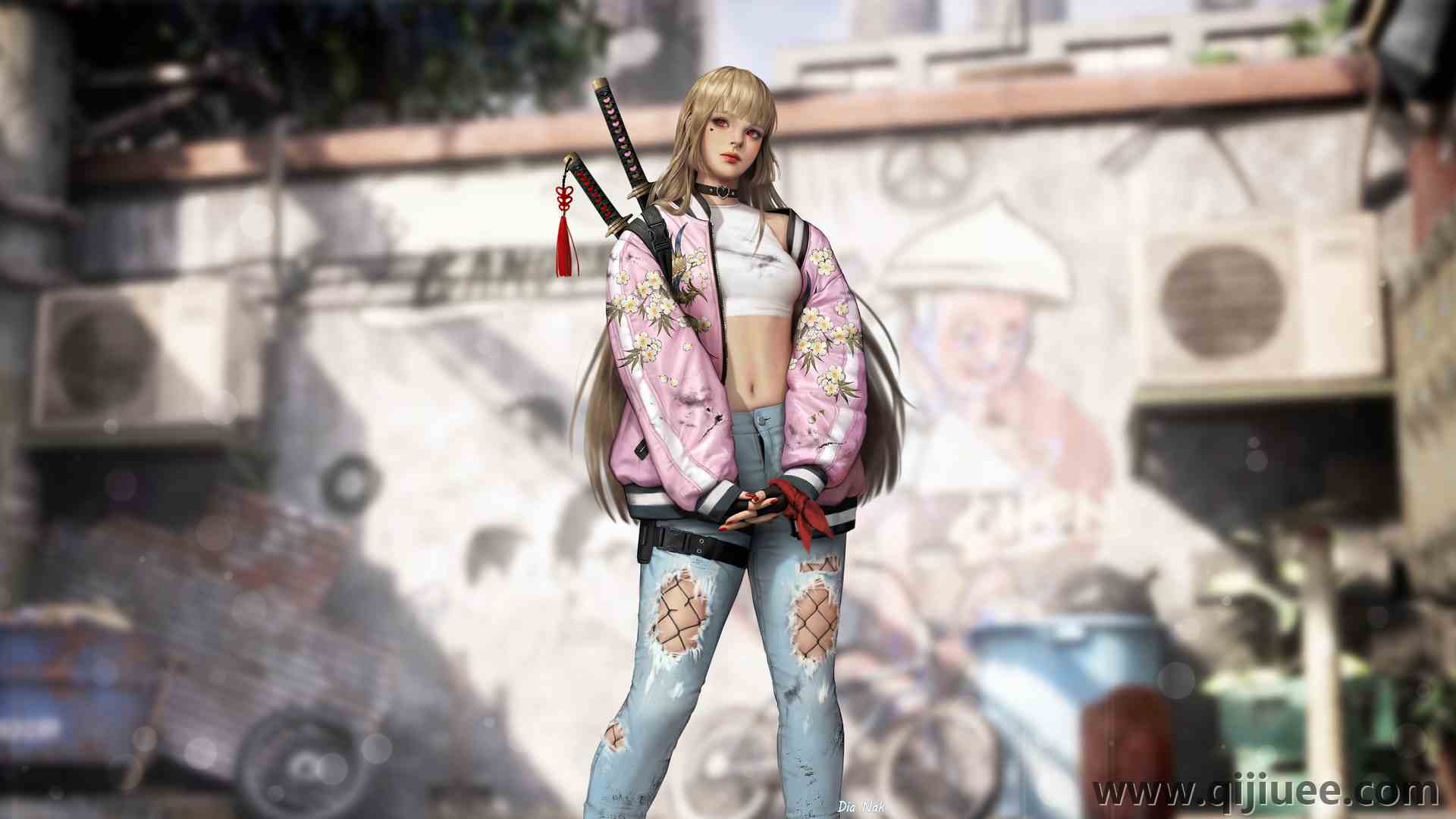 虚构 女人  都市 插图 动漫女孩  电脑壁纸 4K壁纸3840 x 2160/1.87 MB-柒染云阁