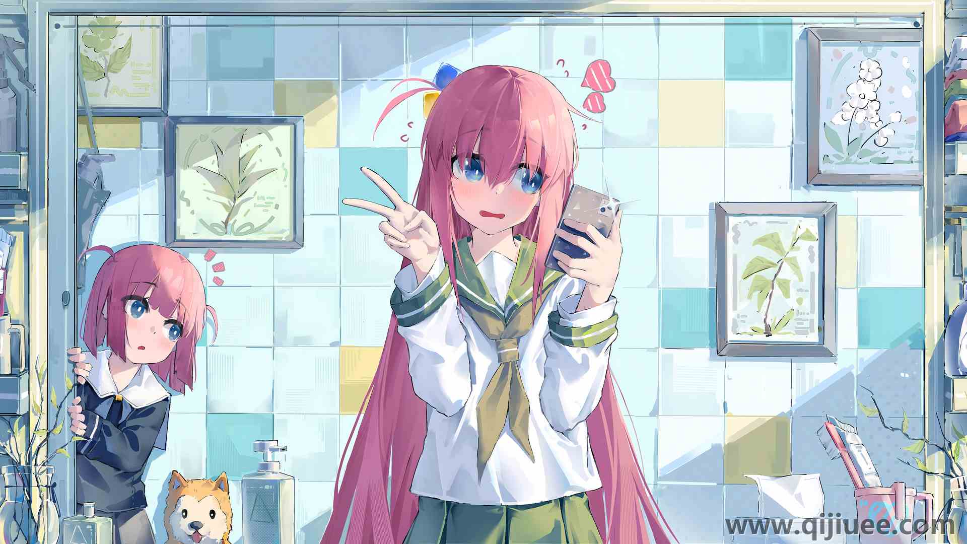 女学生 粉色头发 蓝眼睛  动漫 动漫女孩  电脑壁纸 4K壁纸5197 x 2717/11.22 MB-柒染云阁
