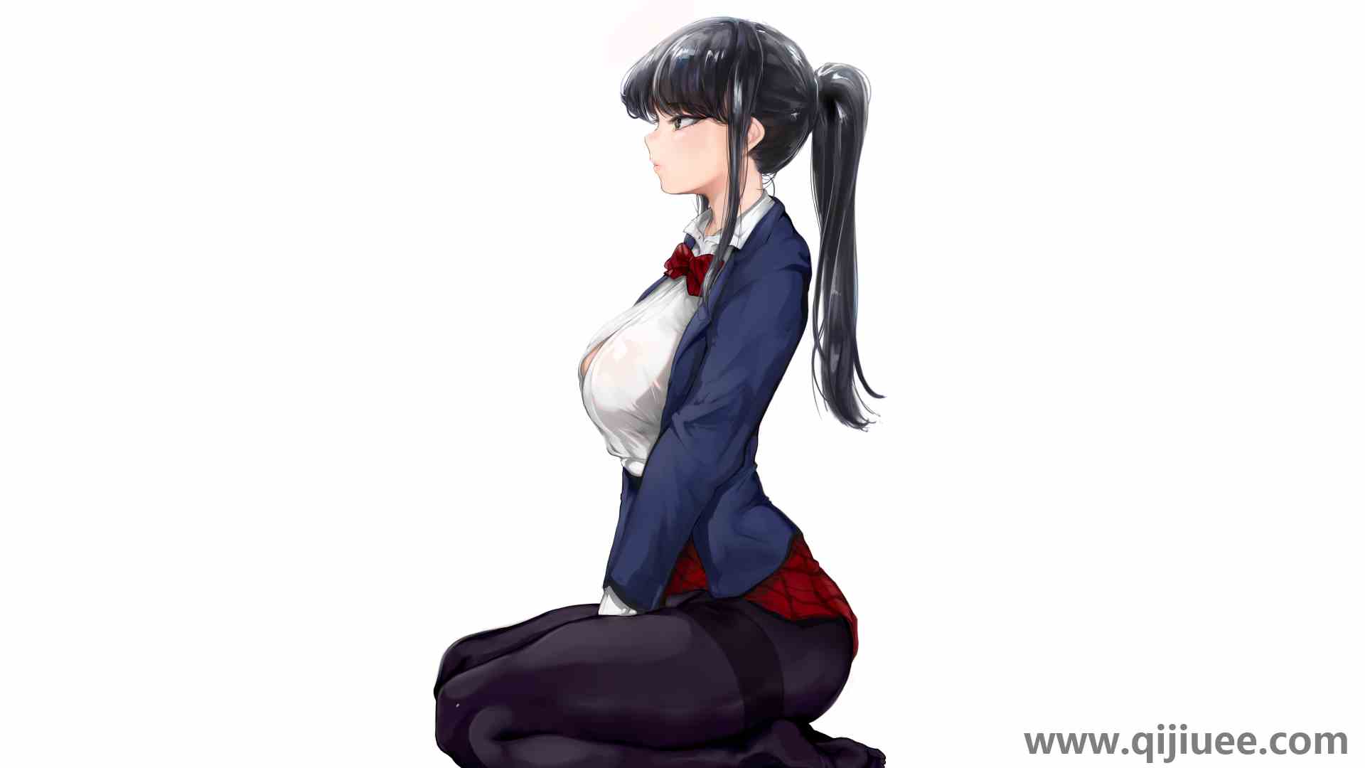 曲线 长发 马尾辫 侧胸 弓背  校服 领带 白色衬衫  电脑壁纸 8K壁纸8855 x 4980/5.5 MB-柒染云阁