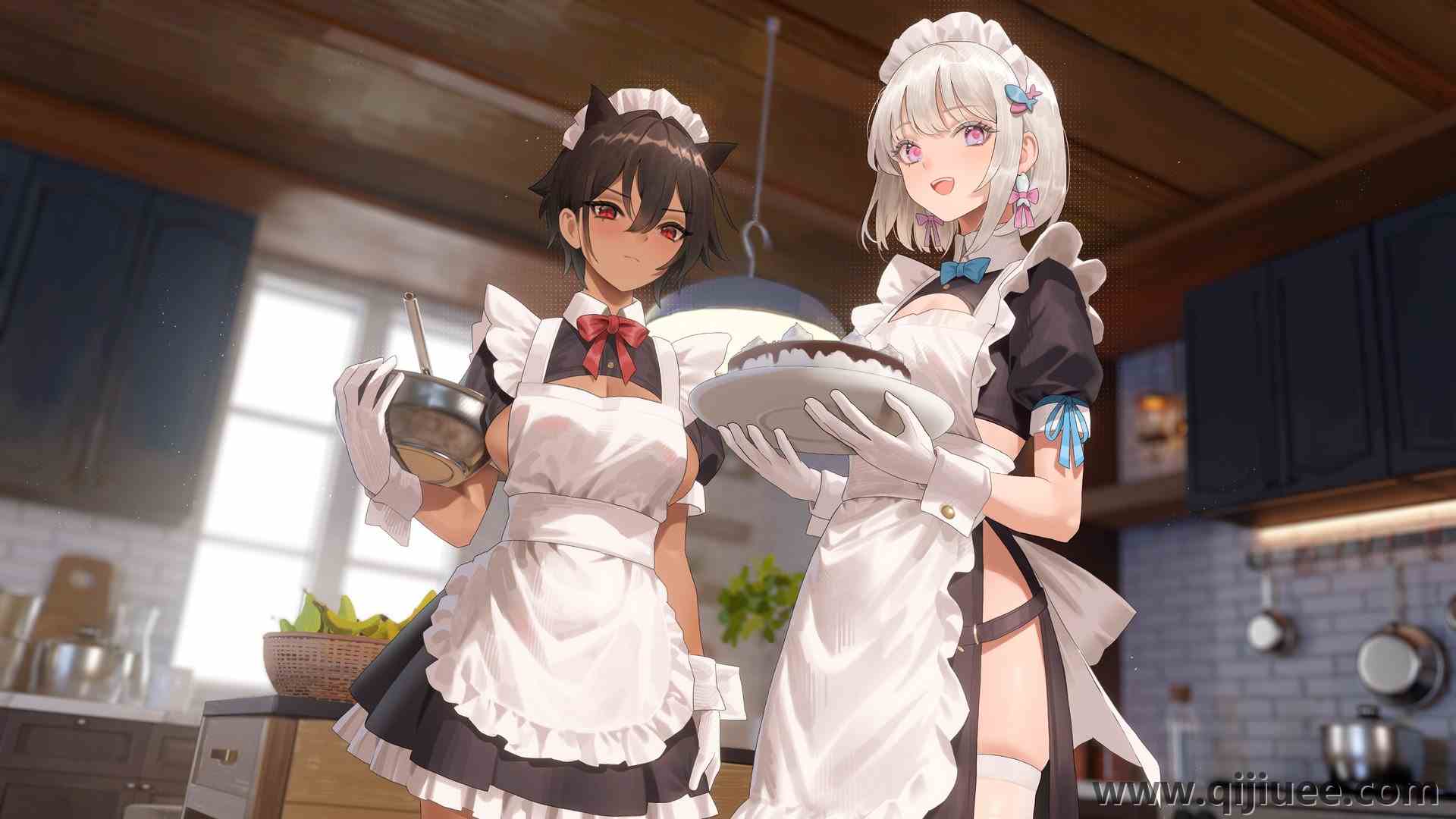 猫女郎 女仆 动漫女孩 女仆装  电脑壁纸 4K壁纸4096 x 2740/0.77 MB-柒染云阁