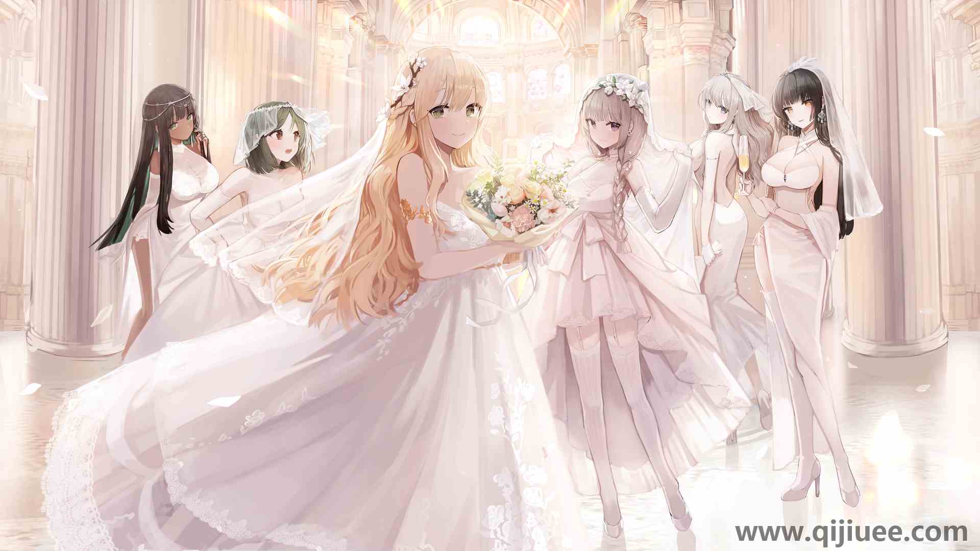 新娘  动漫 动漫女孩 婚纱 鲜花 高跟鞋  电脑壁纸 4K壁纸5000 x 2813/10.1 MB-柒染云阁