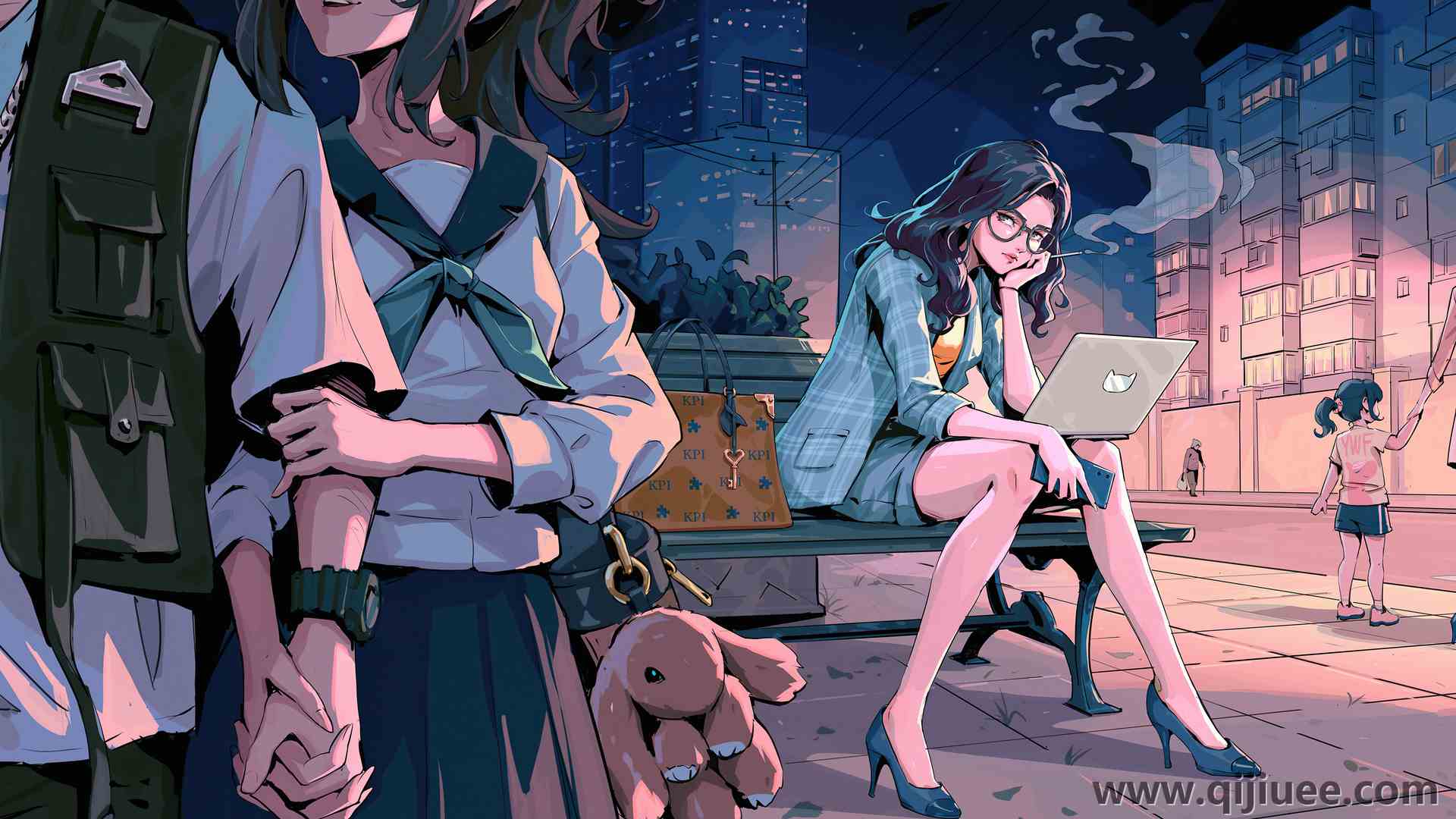 动漫女孩 电脑 白领人士 电脑壁纸 4K壁纸3840 x 2400/4.03 MB-柒染云阁