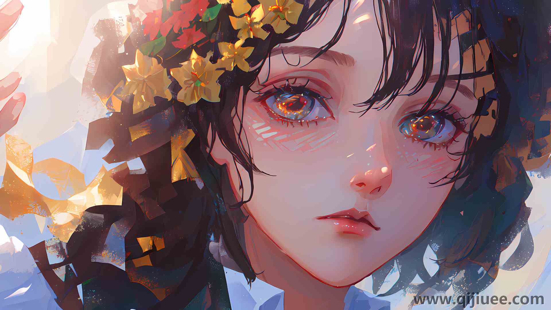 女人 动漫女孩 鲜花 头发上的花  电脑壁纸 4K壁纸4896 x 2432/10.62 MB-柒染云阁