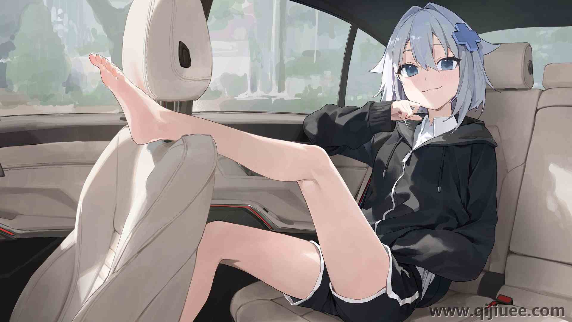 脚 赤脚 动漫 动漫女孩 短裤 猫耳 汽车  电脑壁纸 4K壁纸4096 x 2521/0.67 MB-柒染云阁