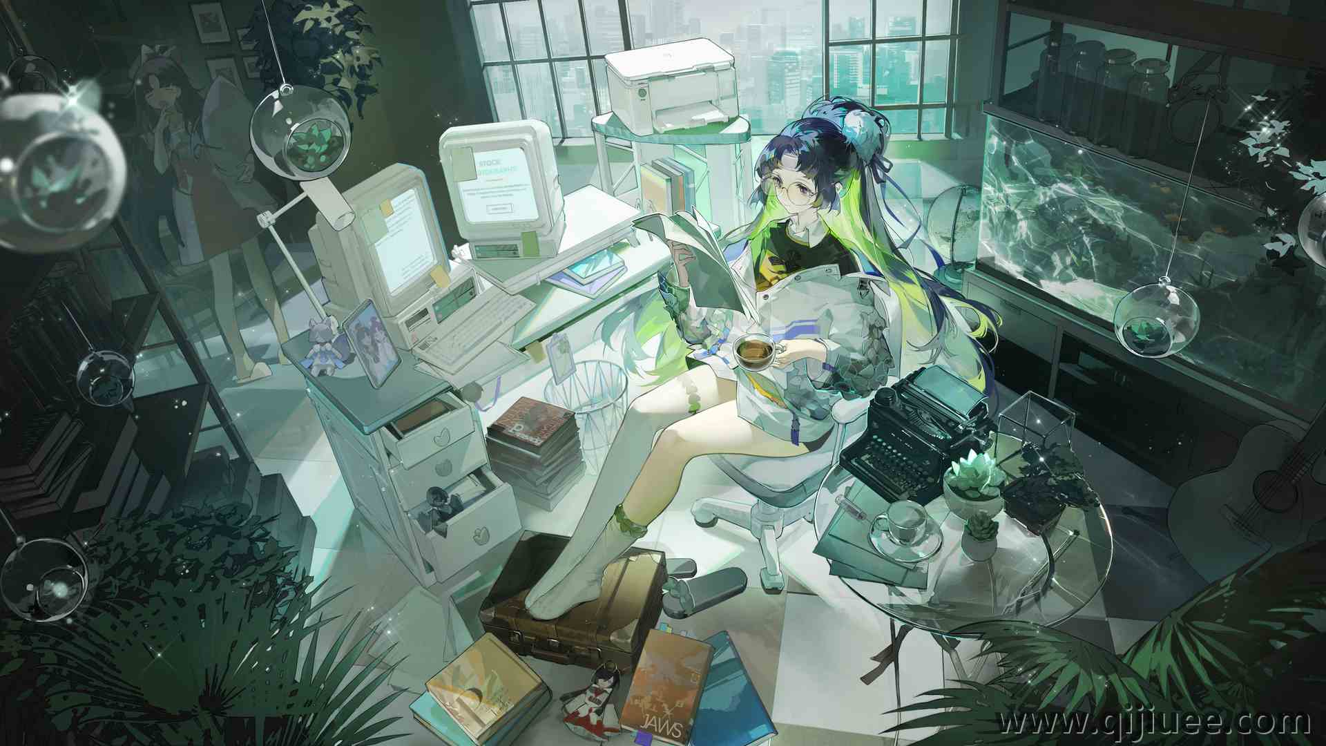 动漫 动漫女孩 电脑 房间 电脑壁纸 8K壁纸 7890 x 4093/18.08 MB-柒染云阁