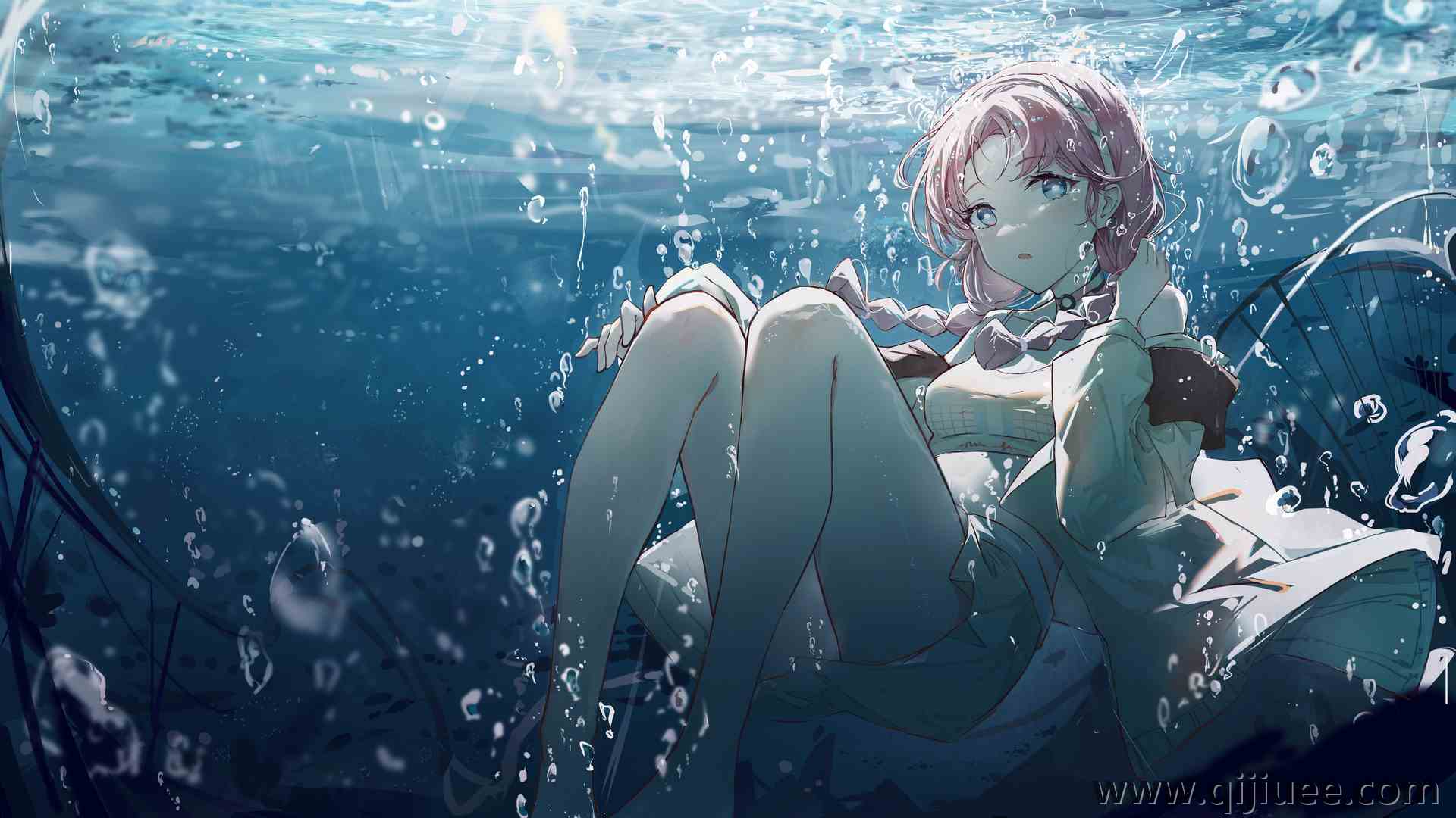 粉色头发 雅居 动漫 动漫女孩 水下 电脑壁纸 4K壁纸7666 x 4617/3.76 MB-柒染云阁